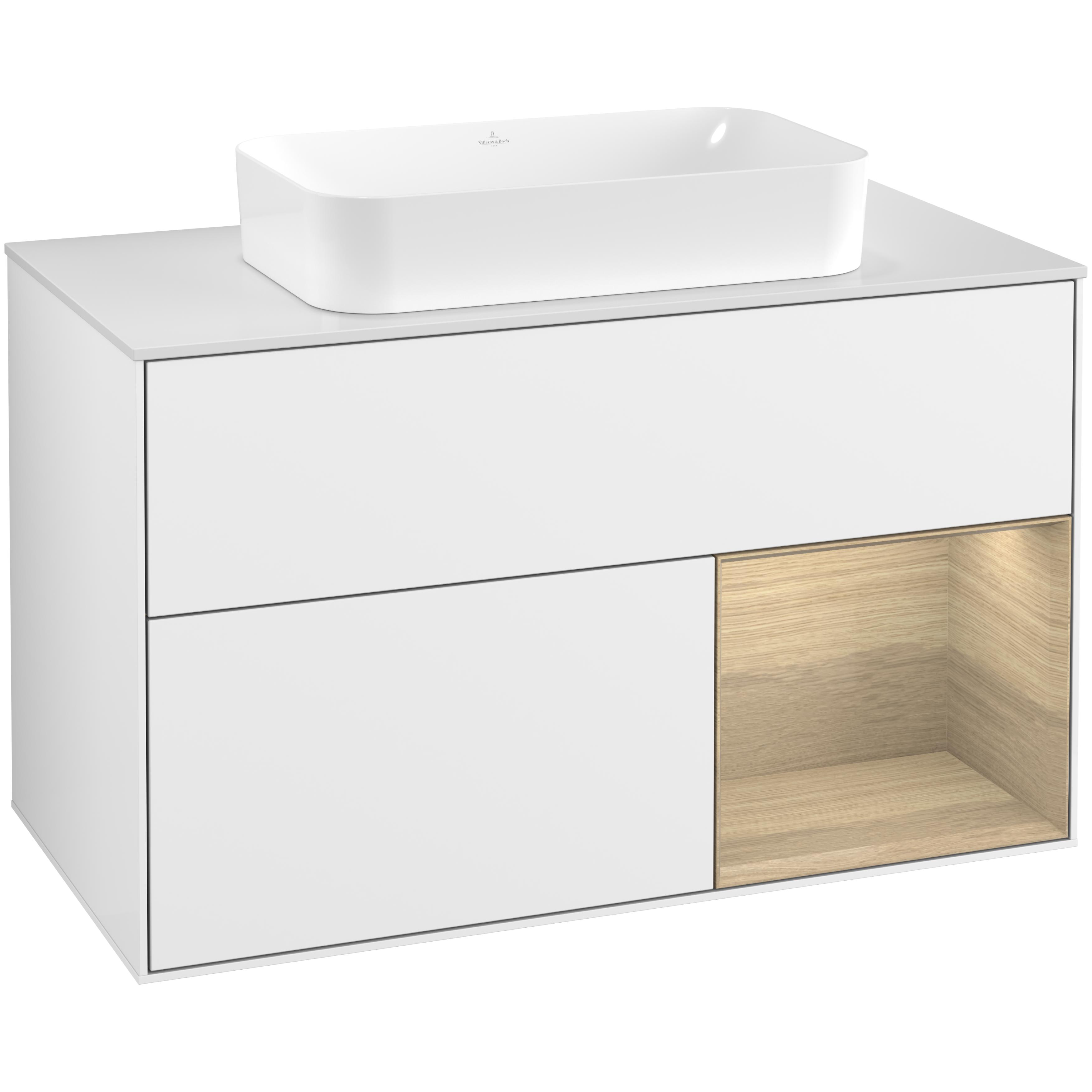 Tvättställsskåp Villeroy & Boch Finion med 2 Lådor Hylla och Bänkskiva för Fristående Tvättställ | badrum - badrumsmobler - tvattstallsskap-och-kommod | KakelKungen