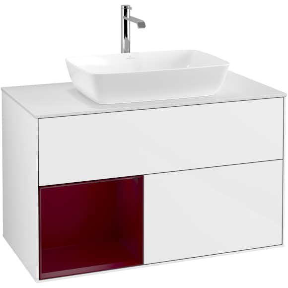 tvättställsskåp villeroy & boch finion med 2 lådor hylla och bänkskiva för fristående tvättställ från artis & collaro