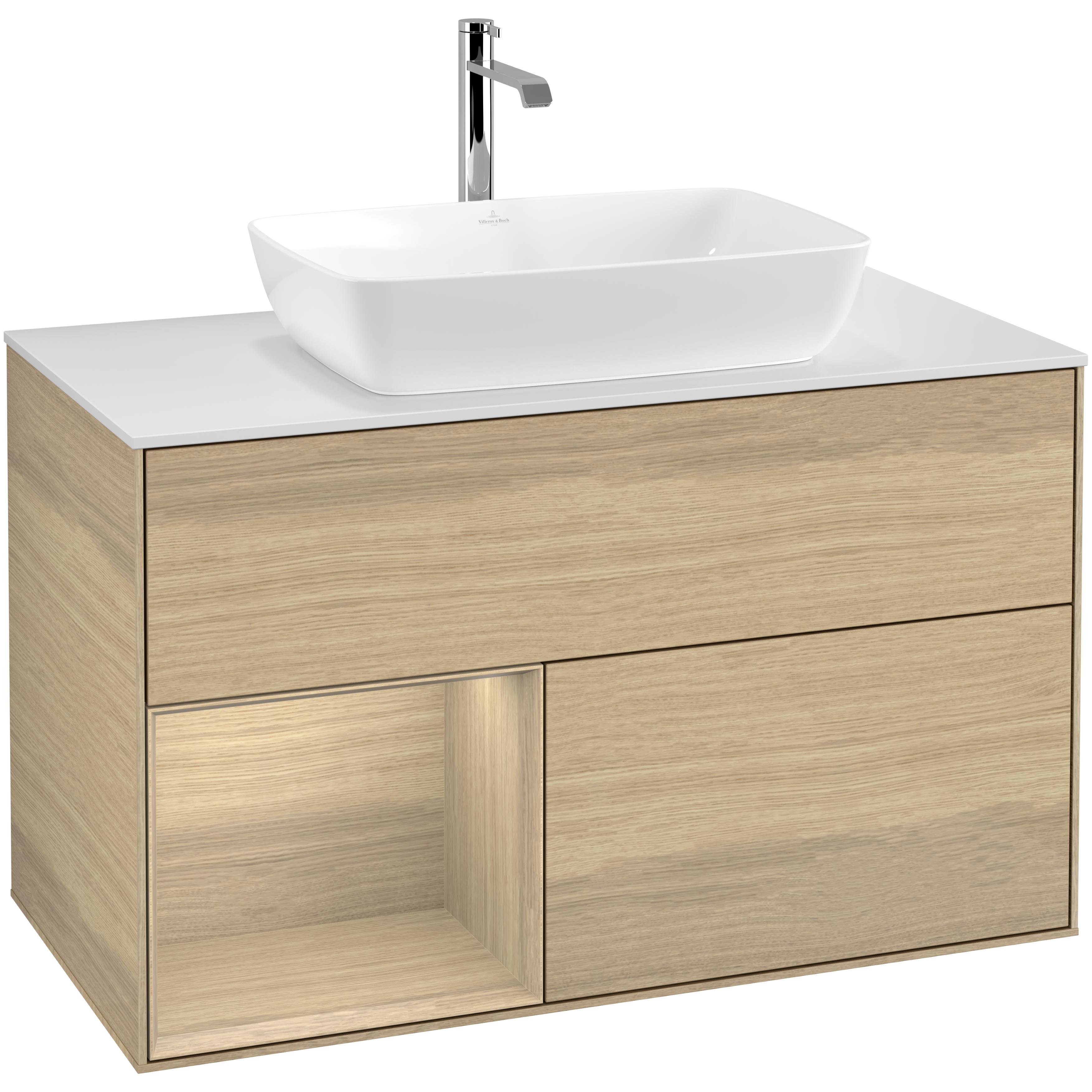 tvättställsskåp villeroy & boch finion med 2 lådor hylla och bänkskiva för fristående tvättställ från artis & collaro