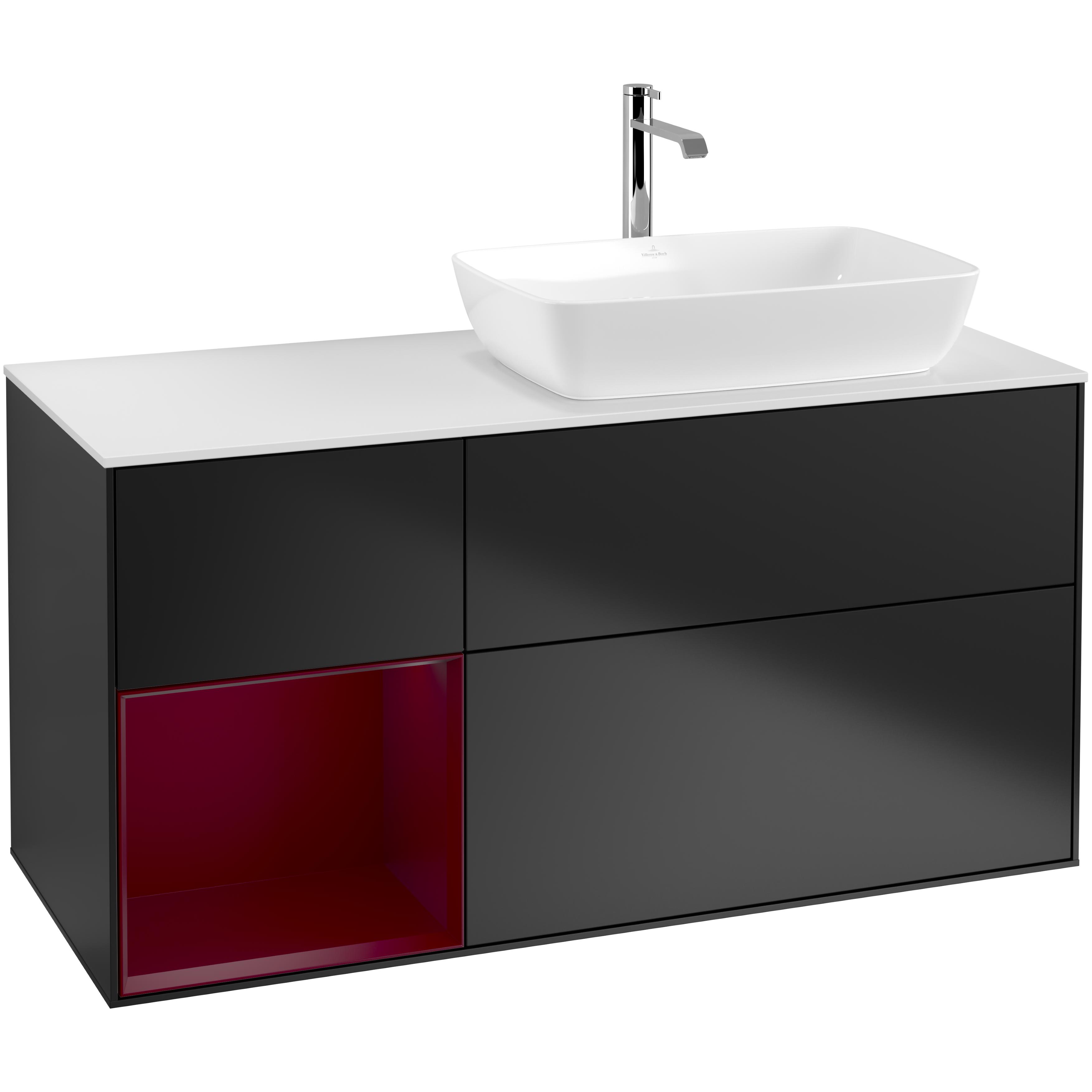 Tvättställsskåp Villeroy & Boch Finion med 3 Lådor Hylla och Bänkskiva för Ocentrerat Tvättställ från Artis & Collaro | badrum - badrumsmobler - tvattstallsskap-och-kommod | KakelKungen