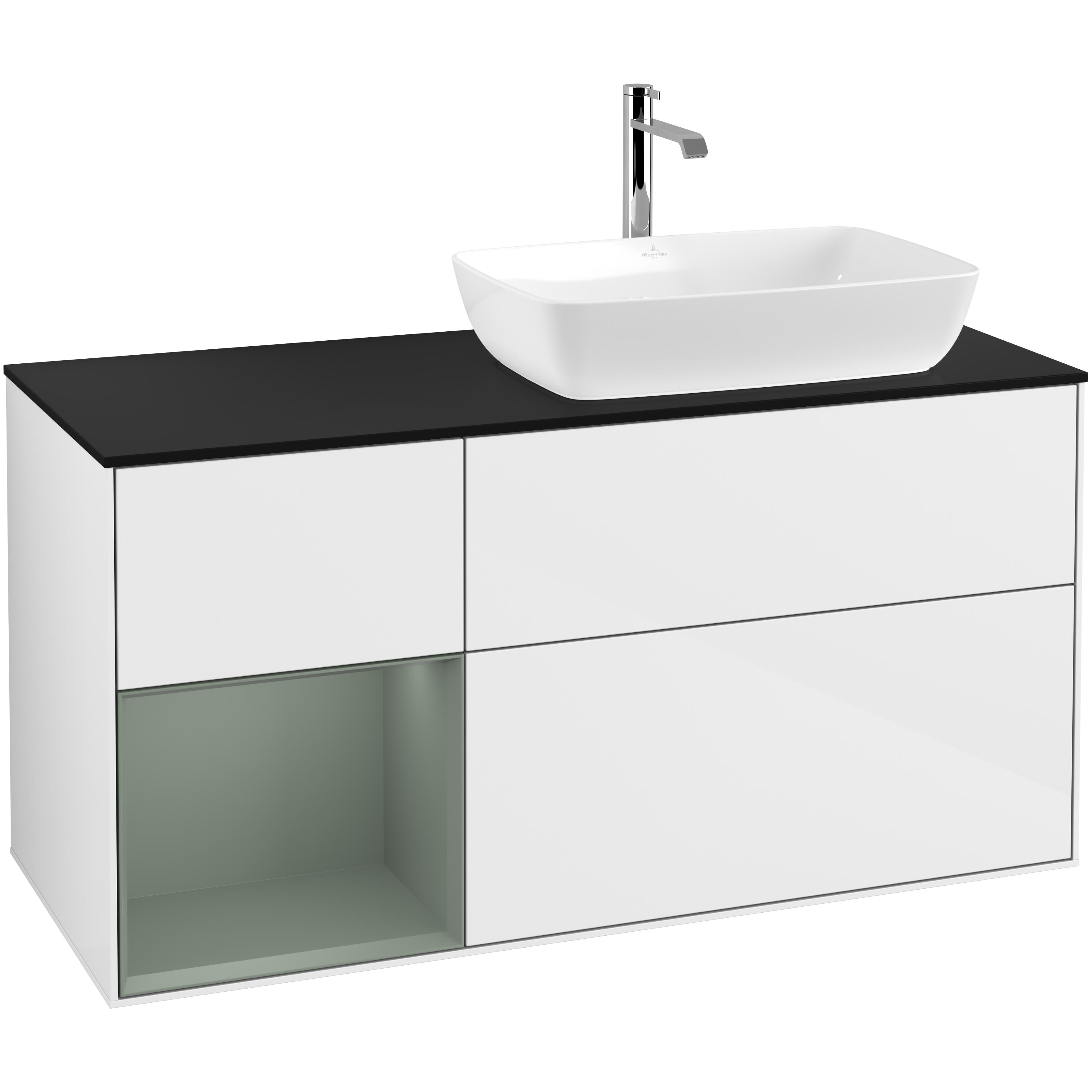 Tvättställsskåp Villeroy & Boch Finion med 3 Lådor Hylla och Bänkskiva för Ocentrerat Tvättställ från Artis & Collaro | badrum - badrumsmobler - tvattstallsskap-och-kommod | KakelKungen