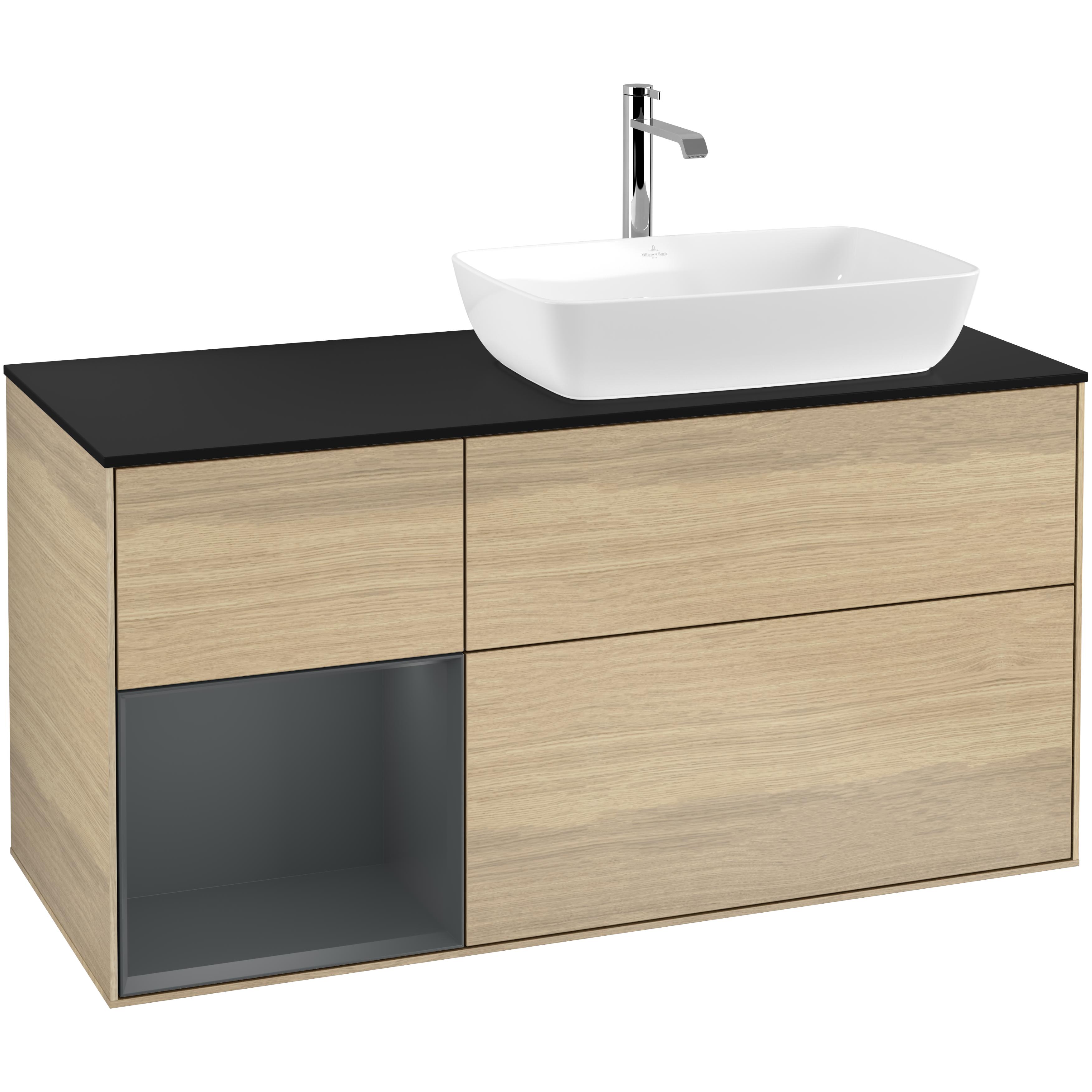 Tvättställsskåp Villeroy & Boch Finion med 3 Lådor Hylla och Bänkskiva för Ocentrerat Tvättställ från Artis & Collaro | badrum - badrumsmobler - tvattstallsskap-och-kommod | KakelKungen