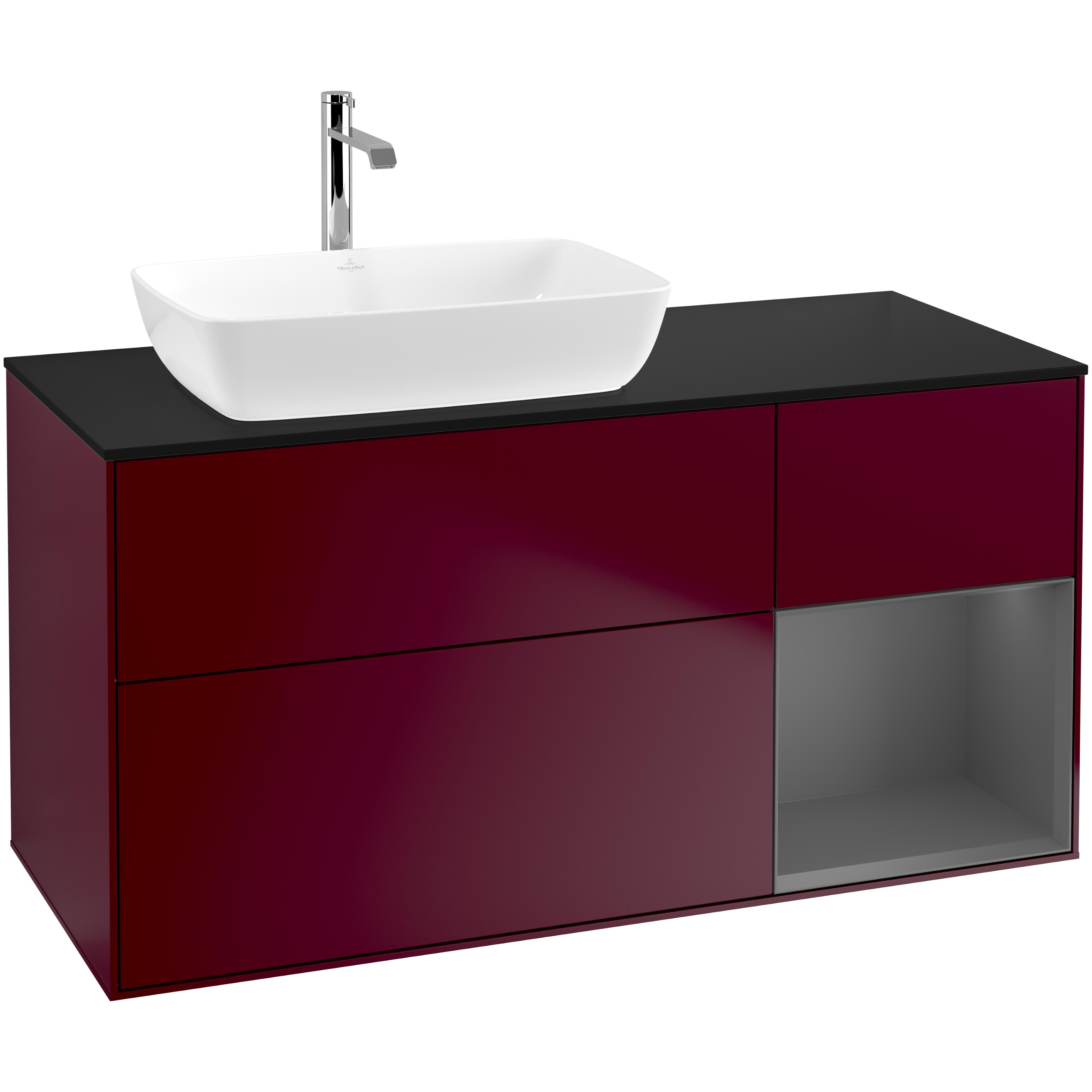 tvättställsskåp villeroy & boch finion med 3 lådor hylla och bänkskiva för ocentrerat tvättställ från artis & collaro