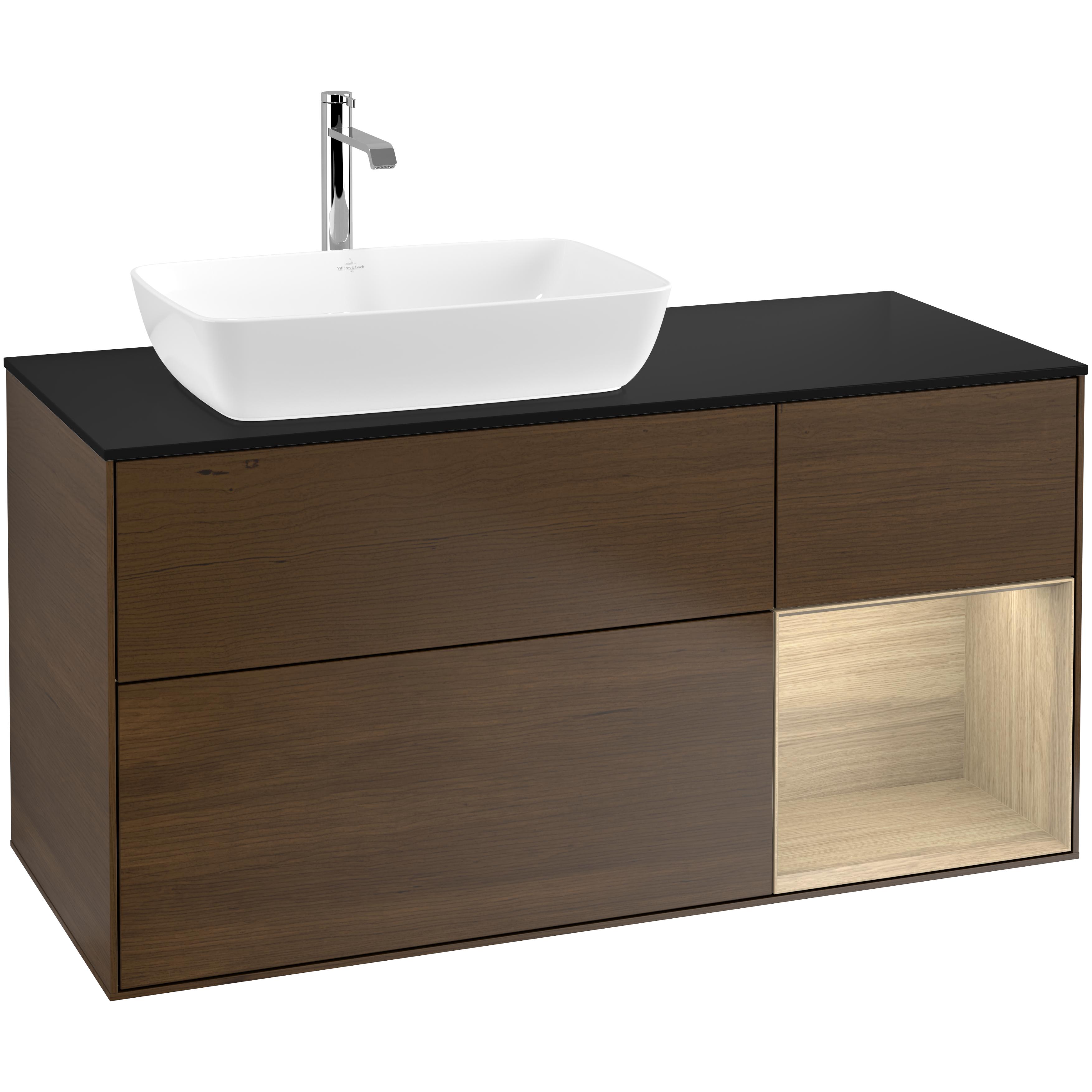 Tvättställsskåp Villeroy & Boch Finion med 3 Lådor Hylla och Bänkskiva för Ocentrerat Tvättställ från Artis & Collaro | badrum - badrumsmobler - tvattstallsskap-och-kommod | KakelKungen