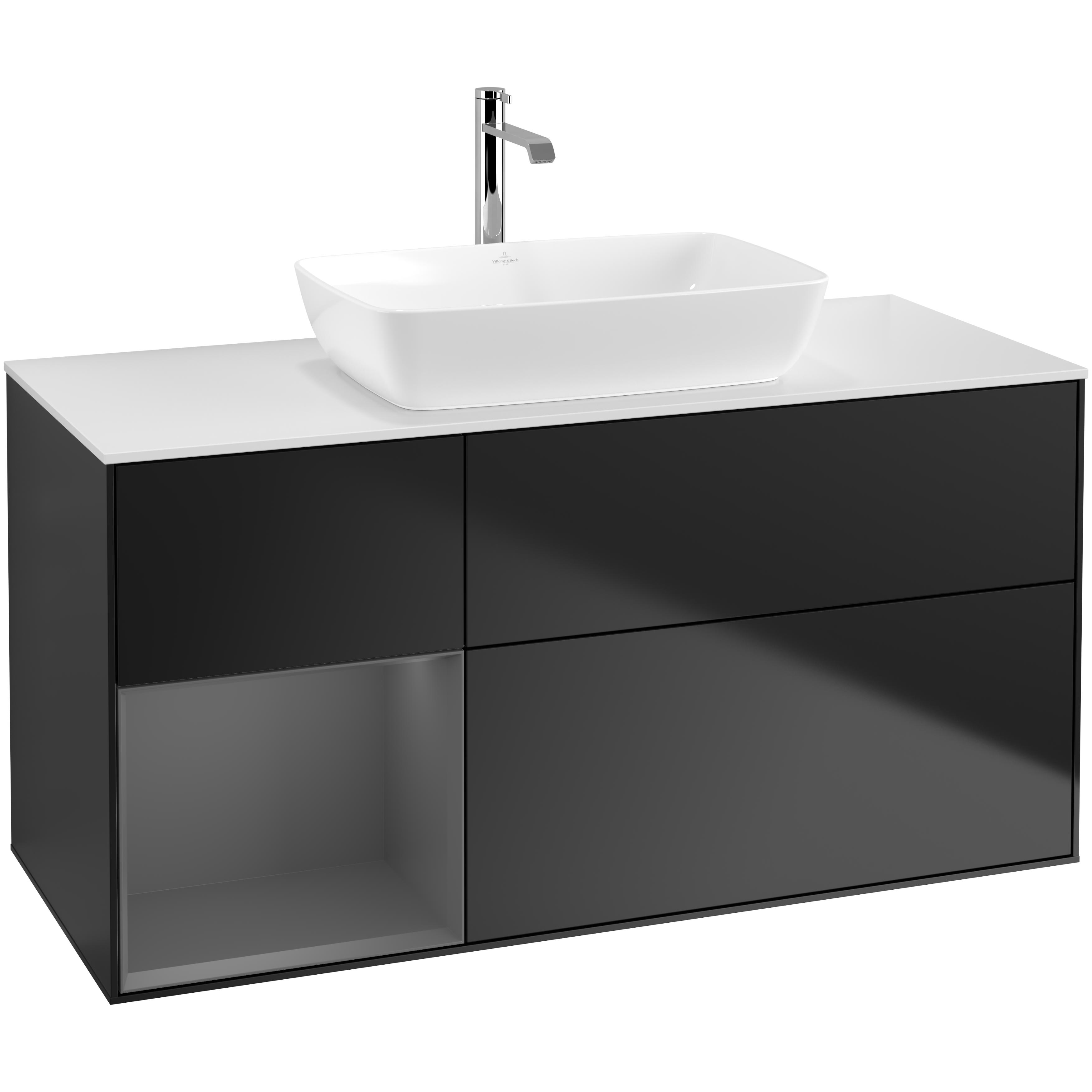 tvättställsskåp villeroy & boch finion med 3 lådor hylla och bänkskiva för fristående tvättställ från artis & collaro