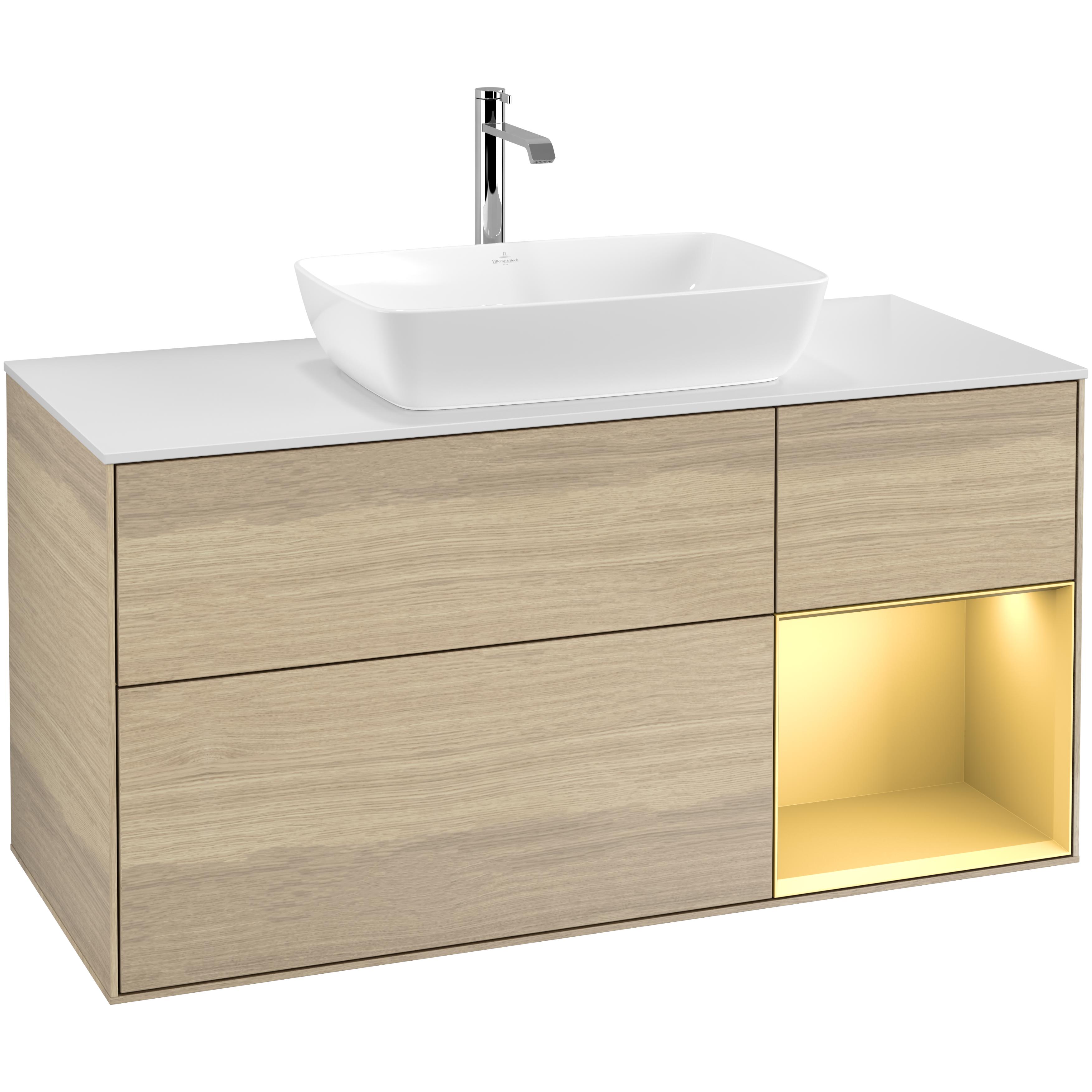 Tvättställsskåp Villeroy & Boch Finion med 3 Lådor Hylla och Bänkskiva för Fristående Tvättställ från Artis & Collaro | badrum - badrumsmobler - tvattstallsskap-och-kommod | KakelKungen