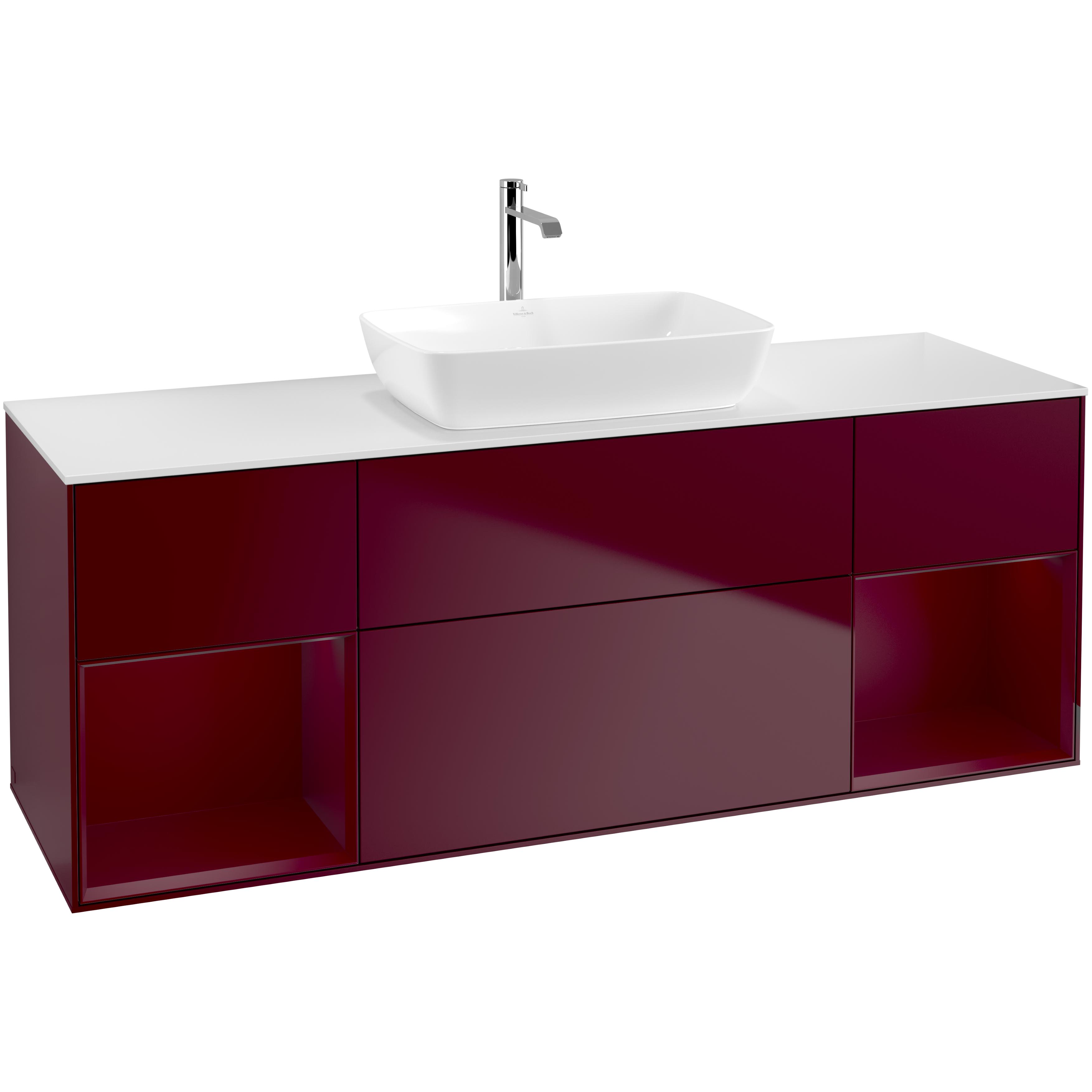 tvättställsskåp villeroy & boch finion med två hyllor och bänkskiva för fristående tvättställ från artis & collaro