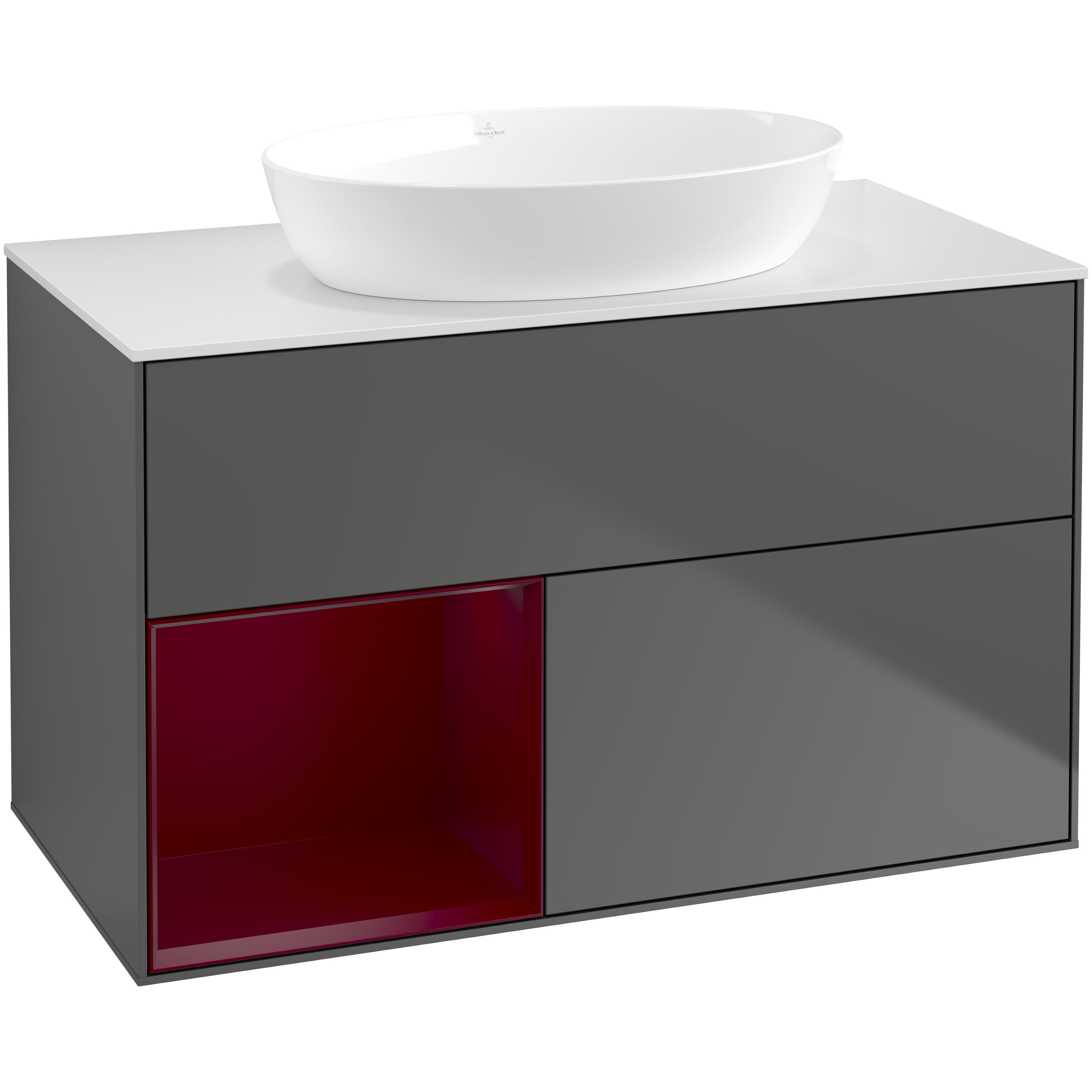 tvättställsskåp villeroy & boch finion med 2 lådor hylla och bänkskiva för fristående tvättställ från artis & collaro