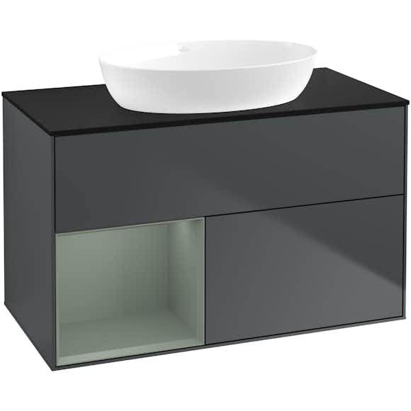 tvättställsskåp villeroy & boch finion med 2 lådor hylla och bänkskiva för fristående tvättställ från artis & collaro