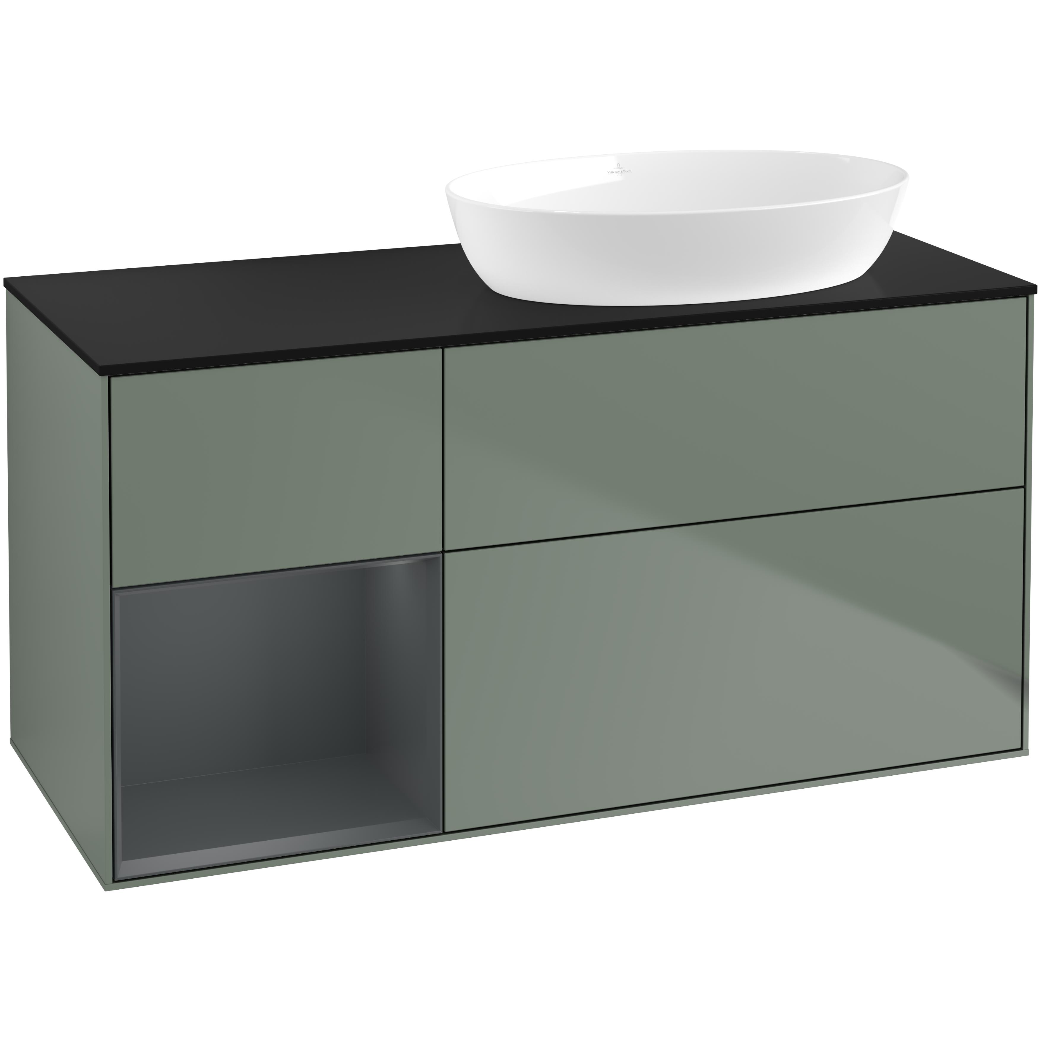 Tvättställsskåp Villeroy & Boch Finion med 3 Lådor Hylla och Bänkskiva för Ocentrerat Tvättställ från Artis & Collaro | badrum - badrumsmobler - tvattstallsskap-och-kommod | KakelKungen