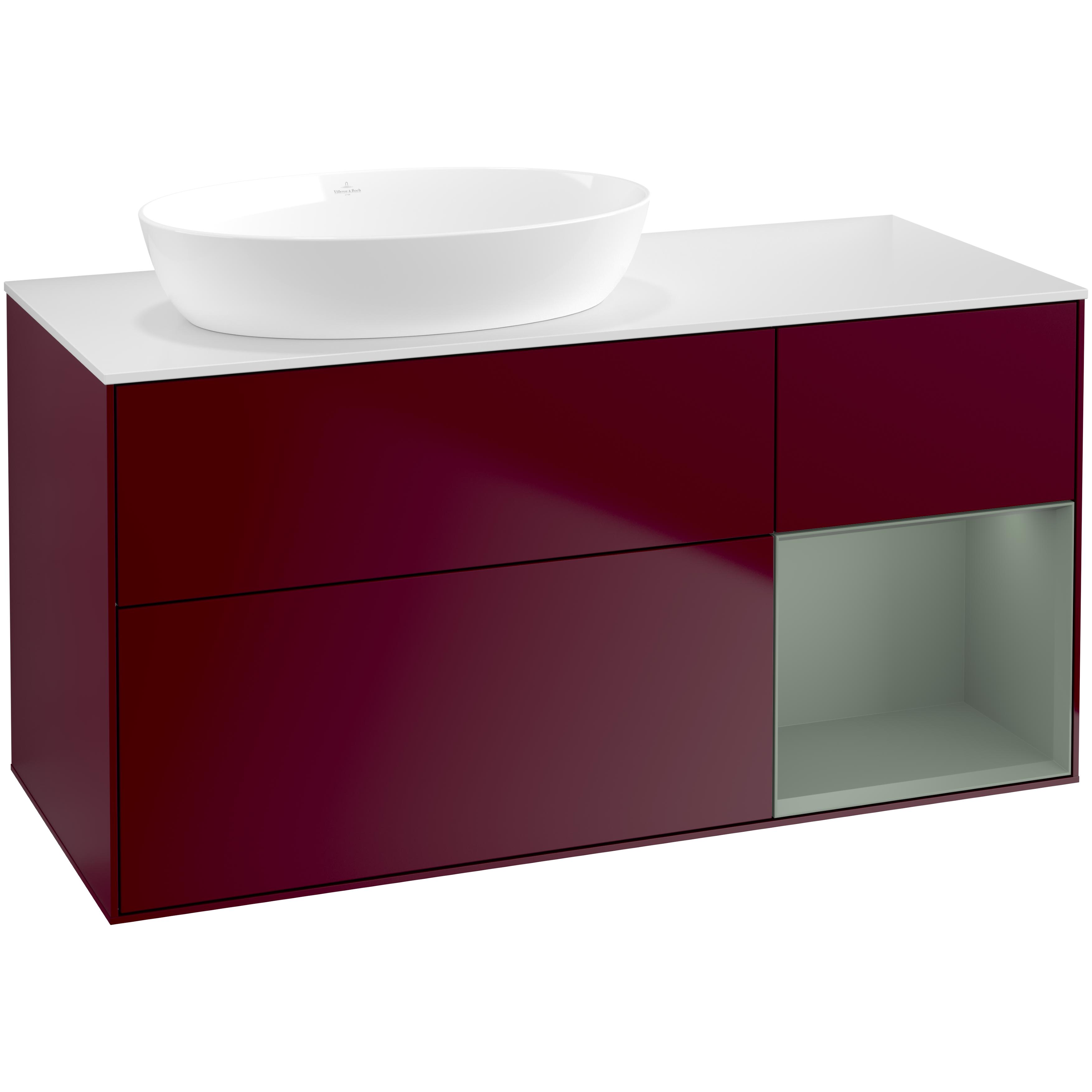 Tvättställsskåp Villeroy & Boch Finion med 3 Lådor Hylla och Bänkskiva för Ocentrerat Tvättställ från Artis & Collaro | badrum - badrumsmobler - tvattstallsskap-och-kommod | KakelKungen