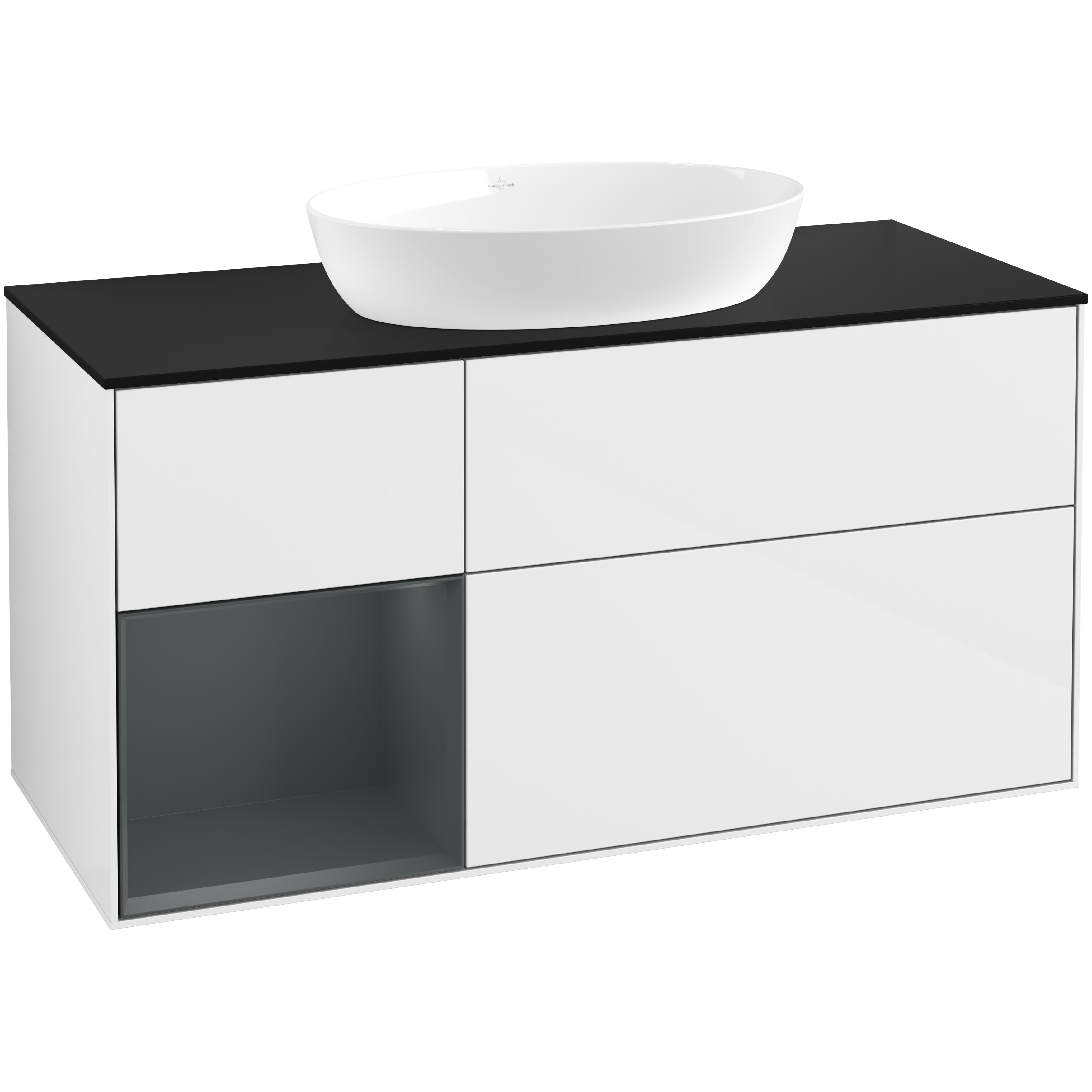 Tvättställsskåp Villeroy & Boch Finion med 3 Lådor Hylla och Bänkskiva för Fristående Tvättställ från Artis & Collaro | badrum - badrumsmobler - tvattstallsskap-och-kommod | KakelKungen