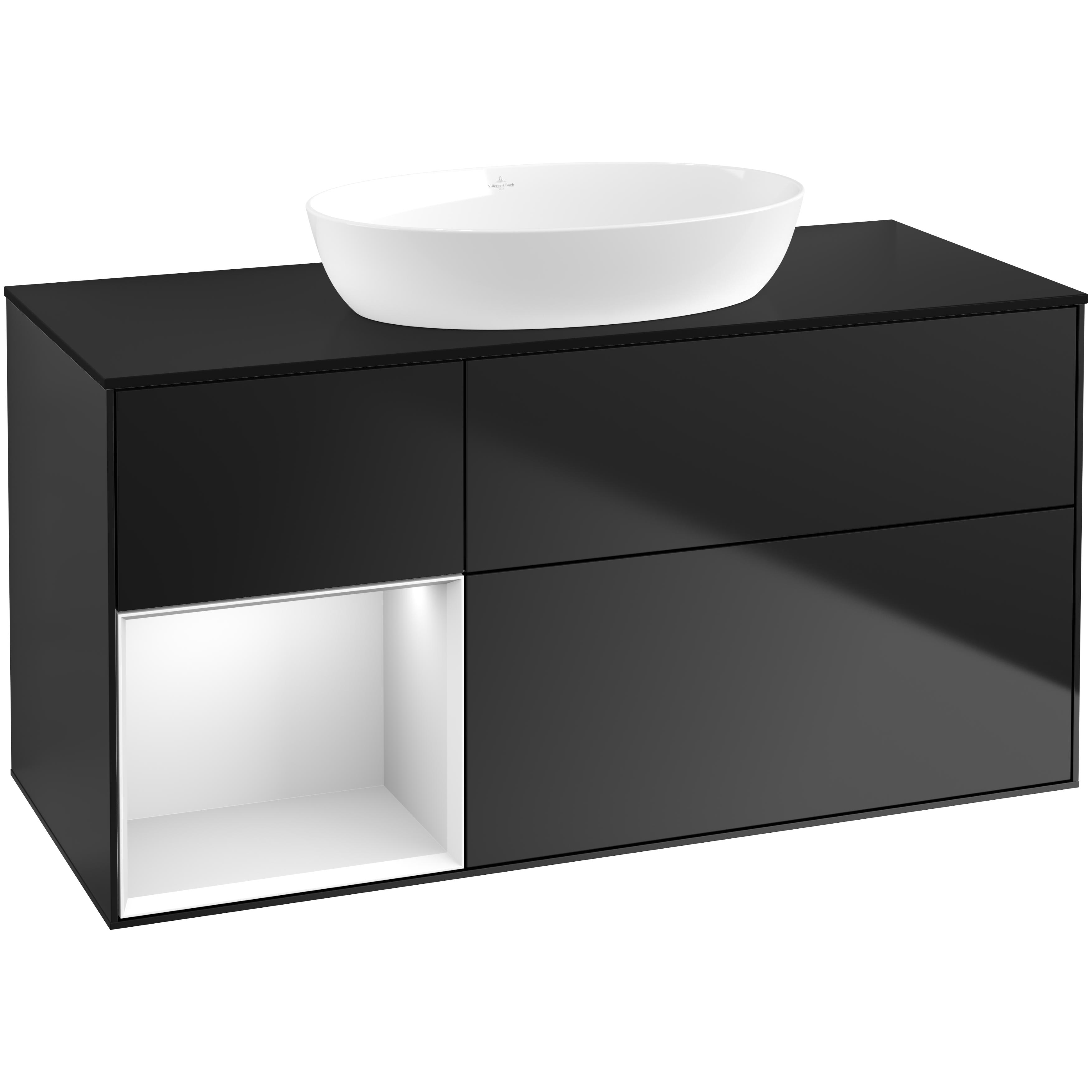 tvättställsskåp villeroy & boch finion med 3 lådor hylla och bänkskiva för fristående tvättställ från artis & collaro