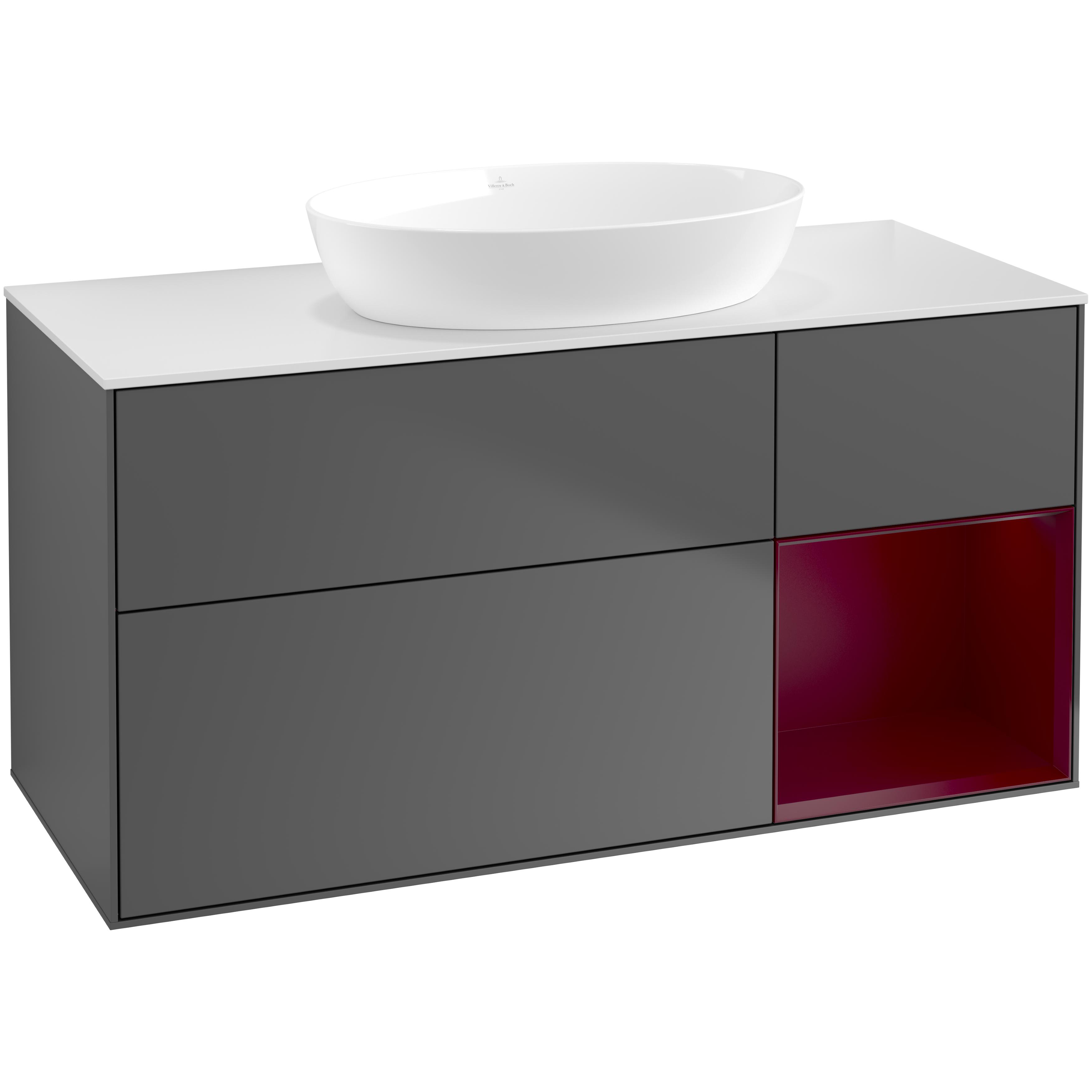 tvättställsskåp villeroy & boch finion med 3 lådor hylla och bänkskiva för fristående tvättställ från artis & collaro