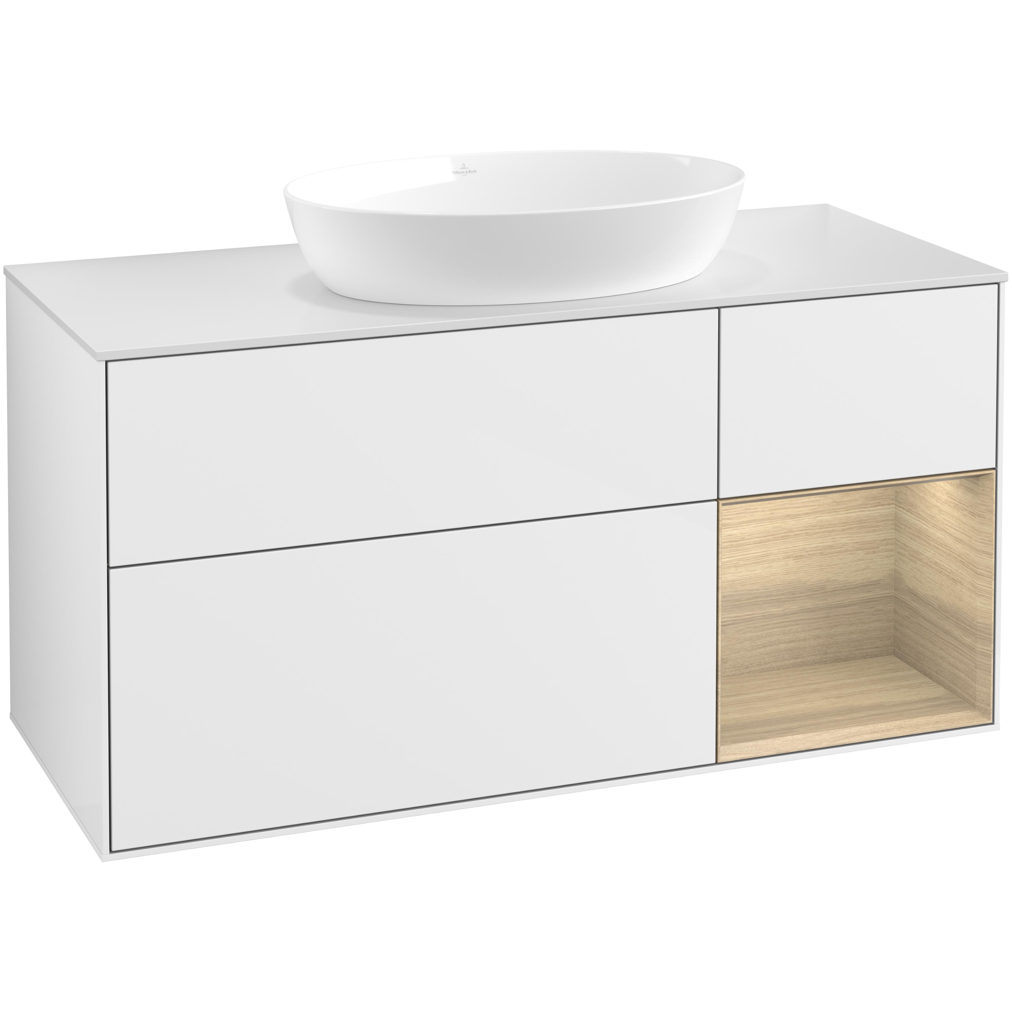 Tvättställsskåp Villeroy & Boch Finion med 3 Lådor Hylla och Bänkskiva för Fristående Tvättställ från Artis & Collaro | badrum - badrumsmobler - tvattstallsskap-och-kommod | KakelKungen