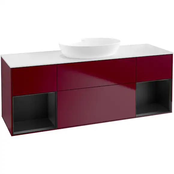 tvättställsskåp villeroy & boch finion med två hyllor och bänkskiva för fristående tvättställ från artis & collaro