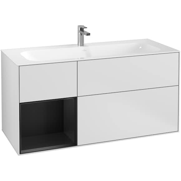 tvättställsskåp villeroy & boch finion med 3 lådor och hylla för inbyggt tvättställ