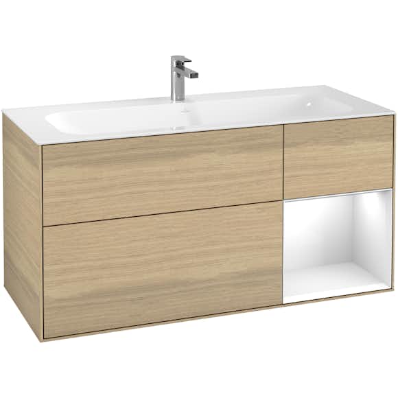 tvättställsskåp villeroy & boch finion med 3 lådor och hylla för inbyggt tvättställ