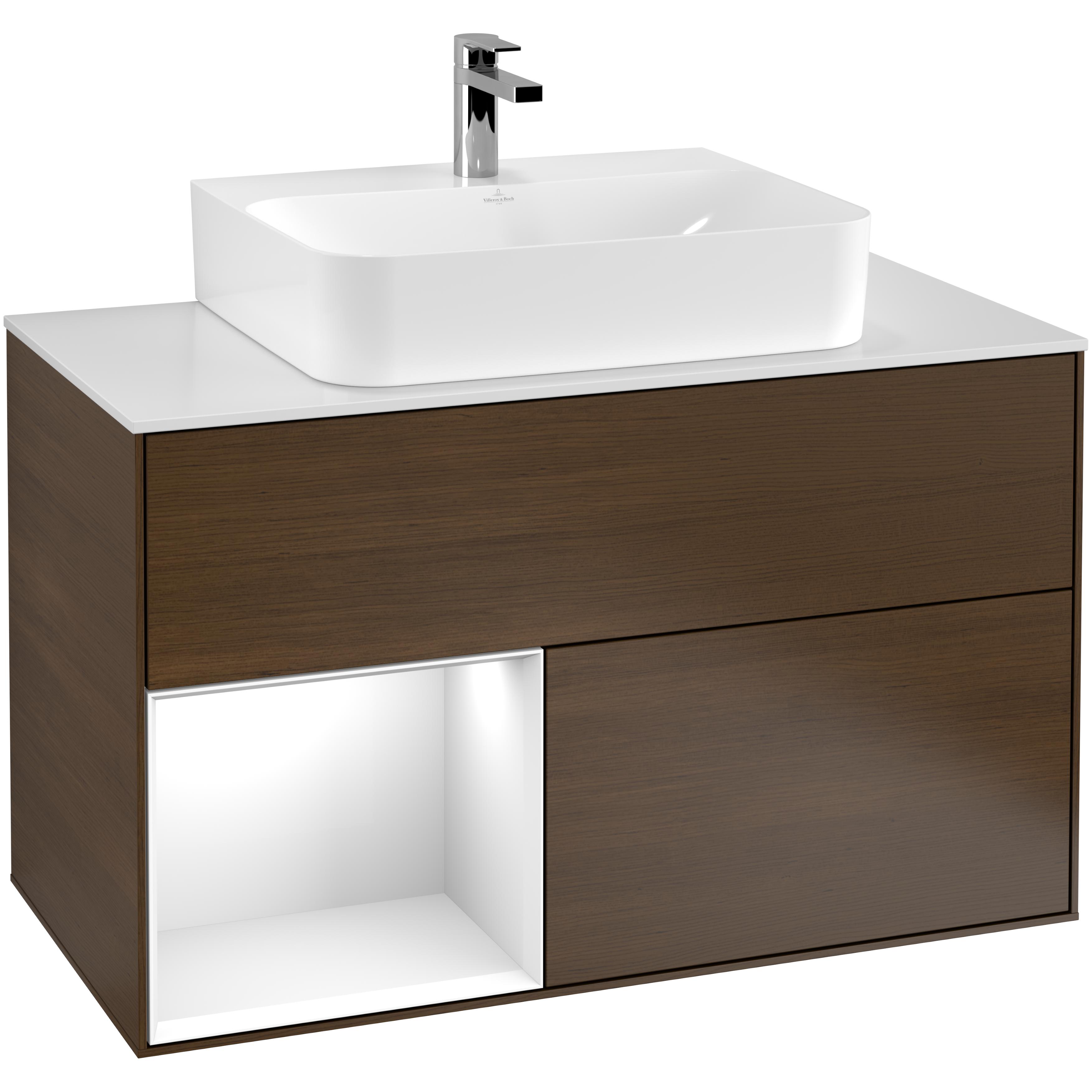 Tvättställsskåp Villeroy & Boch Finion med 2 Lådor Hylla och Bänkskiva för Centrerat Tvättställ | badrum - badrumsmobler - tvattstallsskap-och-kommod | KakelKungen