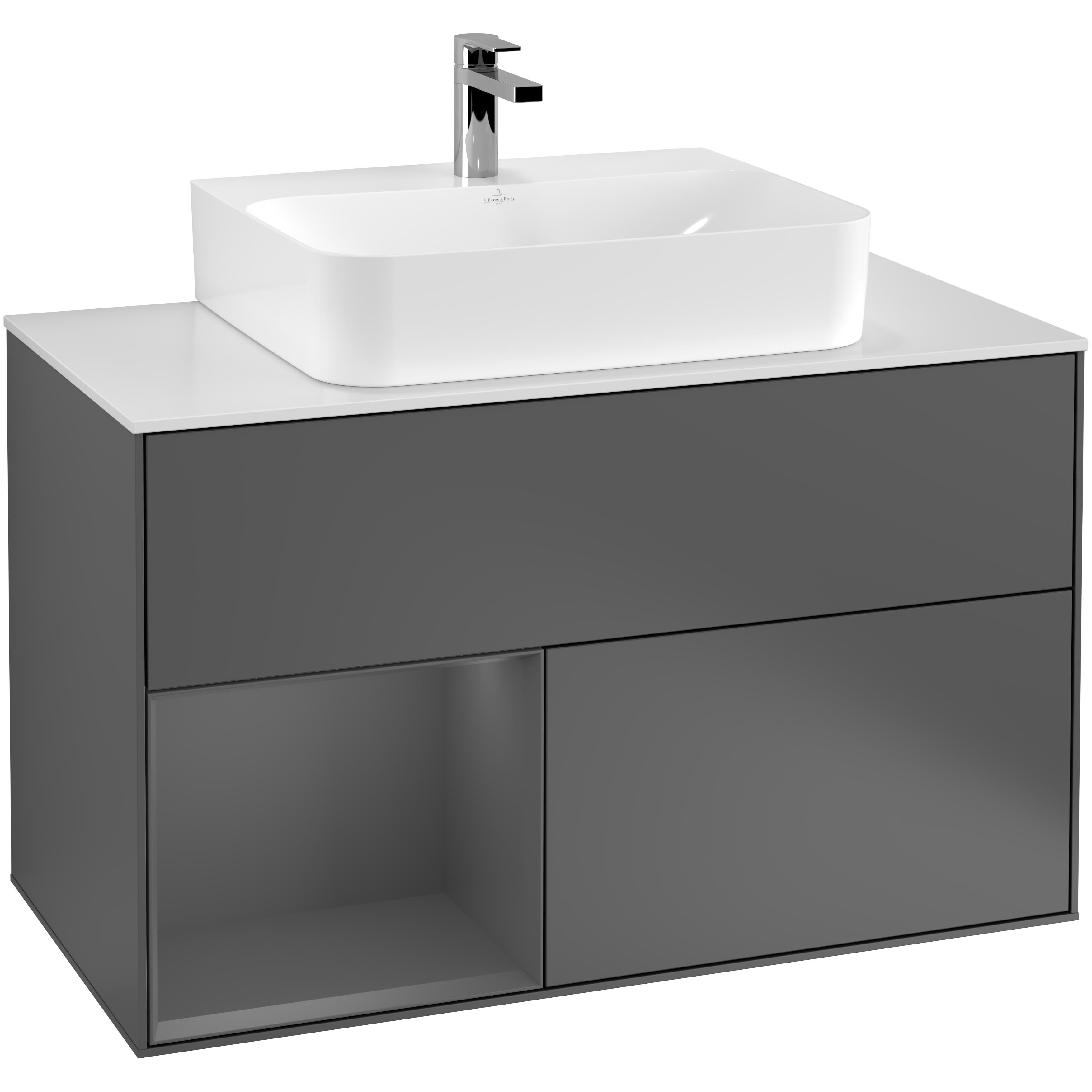 Tvättställsskåp Villeroy & Boch Finion med 2 Lådor Hylla och Bänkskiva för Centrerat Tvättställ | badrum - badrumsmobler - tvattstallsskap-och-kommod | KakelKungen