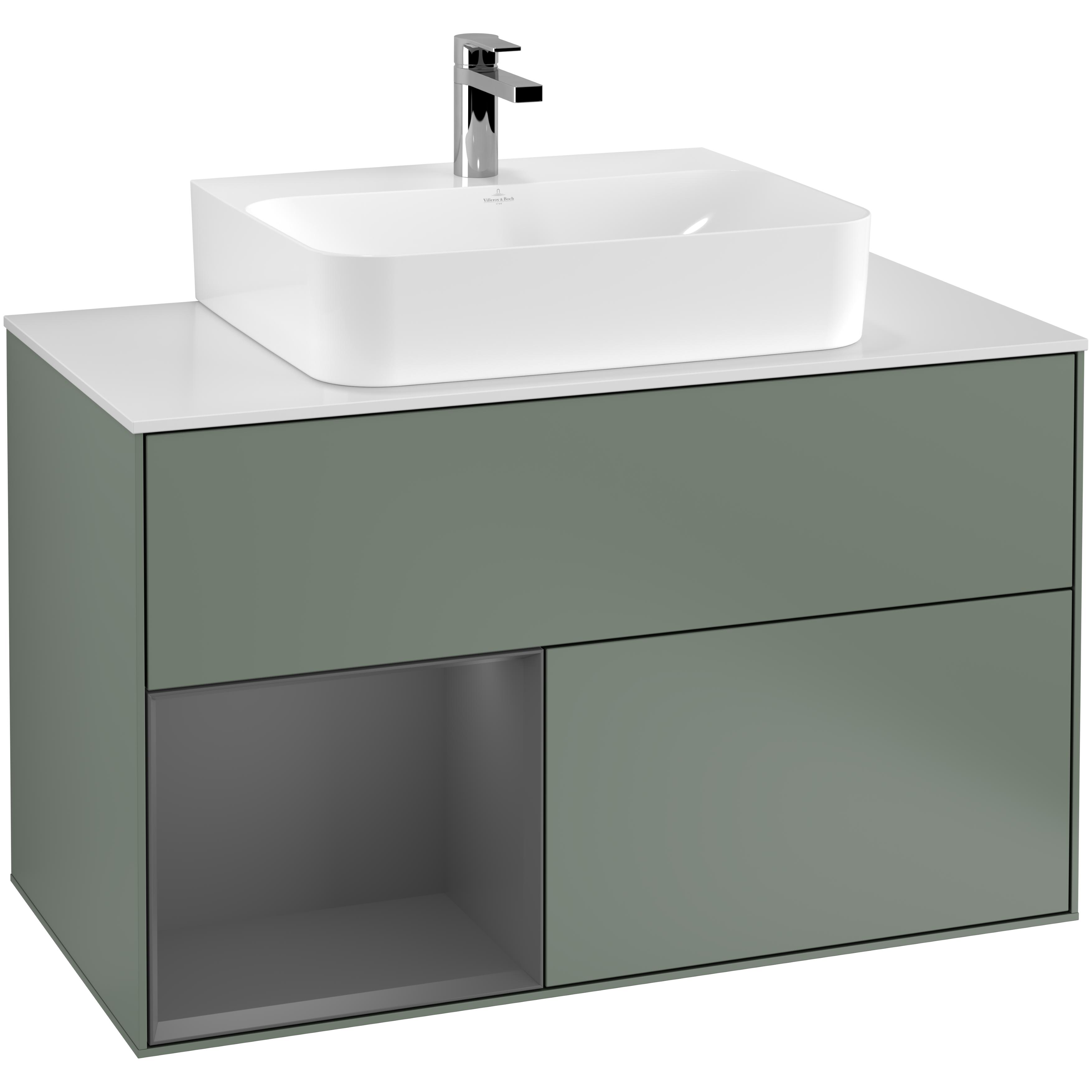 Tvättställsskåp Villeroy & Boch Finion med 2 Lådor Hylla och Bänkskiva för Centrerat Tvättställ | badrum - badrumsmobler - tvattstallsskap-och-kommod | KakelKungen