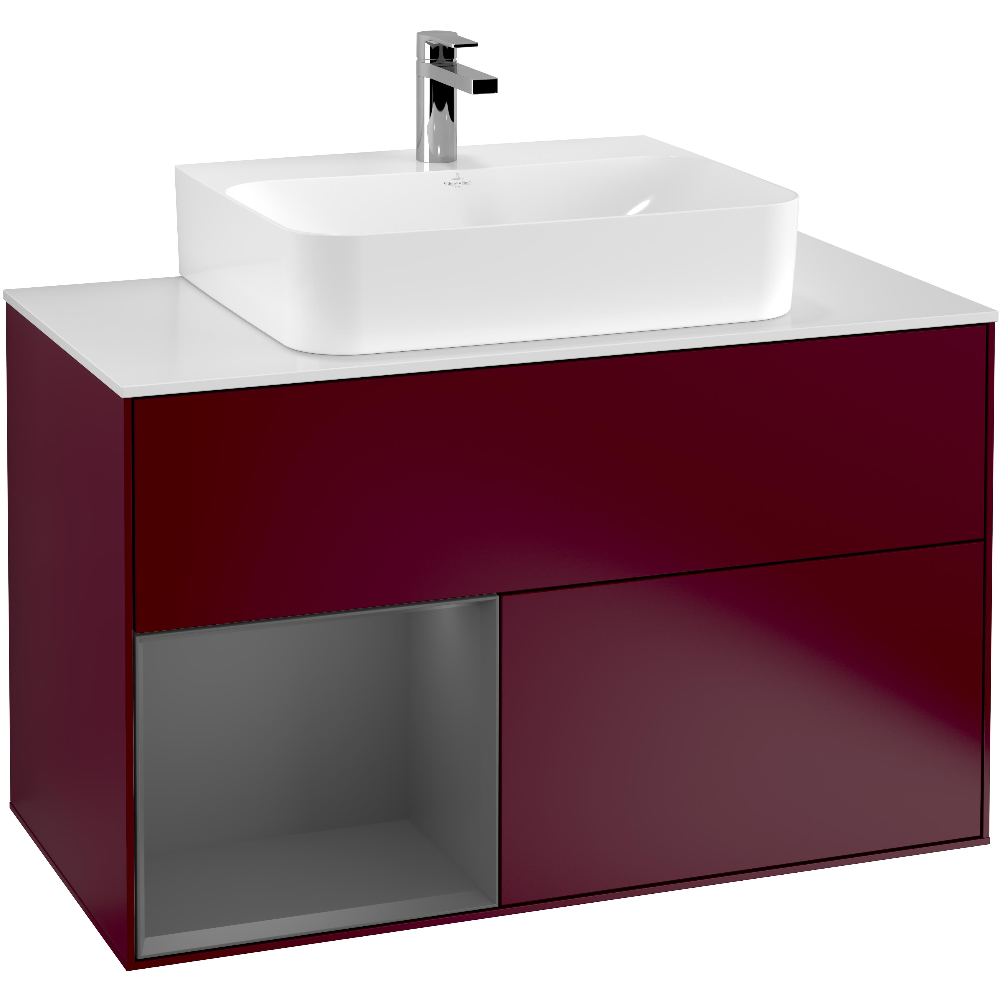 Tvättställsskåp Villeroy & Boch Finion med 2 Lådor Hylla och Bänkskiva för Centrerat Tvättställ | badrum - badrumsmobler - tvattstallsskap-och-kommod | KakelKungen