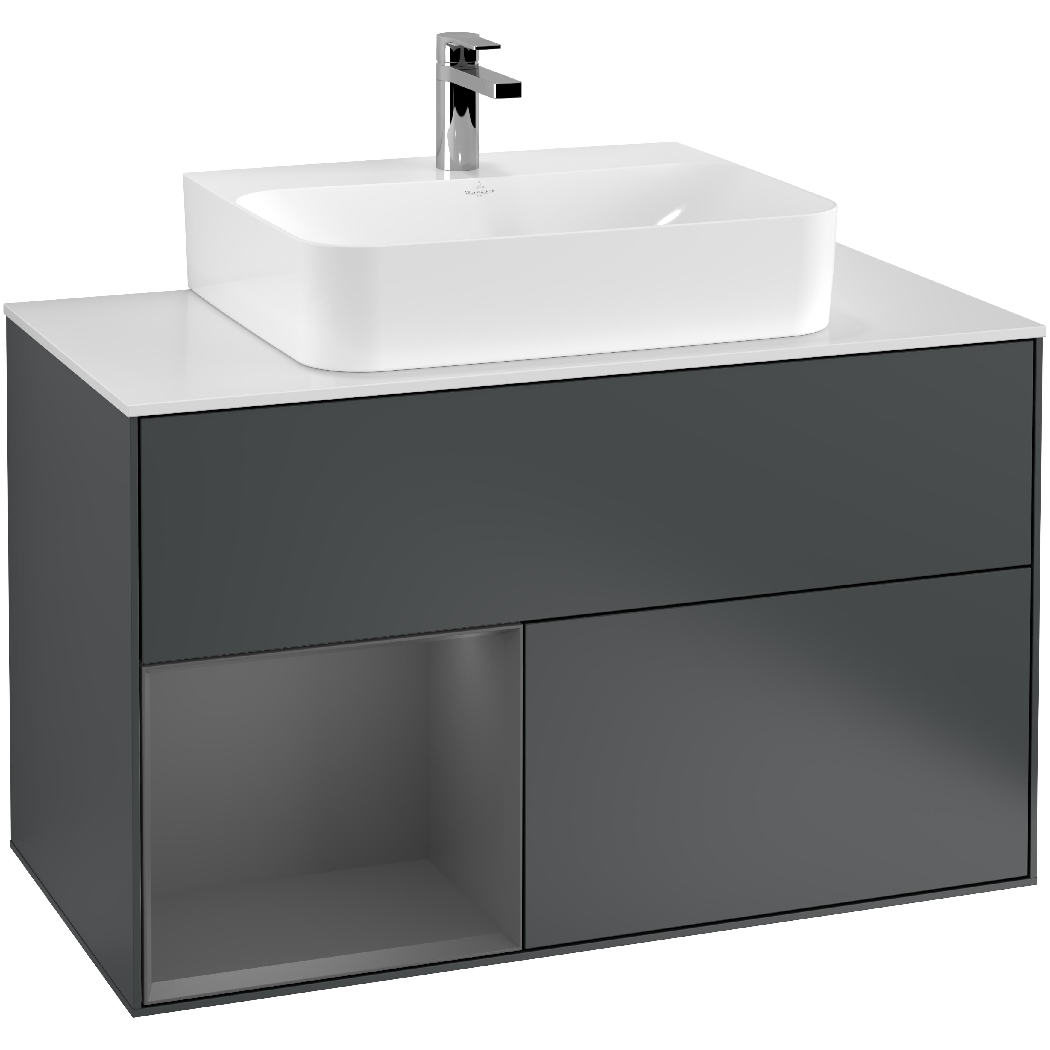 Tvättställsskåp Villeroy & Boch Finion med 2 Lådor Hylla och Bänkskiva för Centrerat Tvättställ | badrum - badrumsmobler - tvattstallsskap-och-kommod | KakelKungen