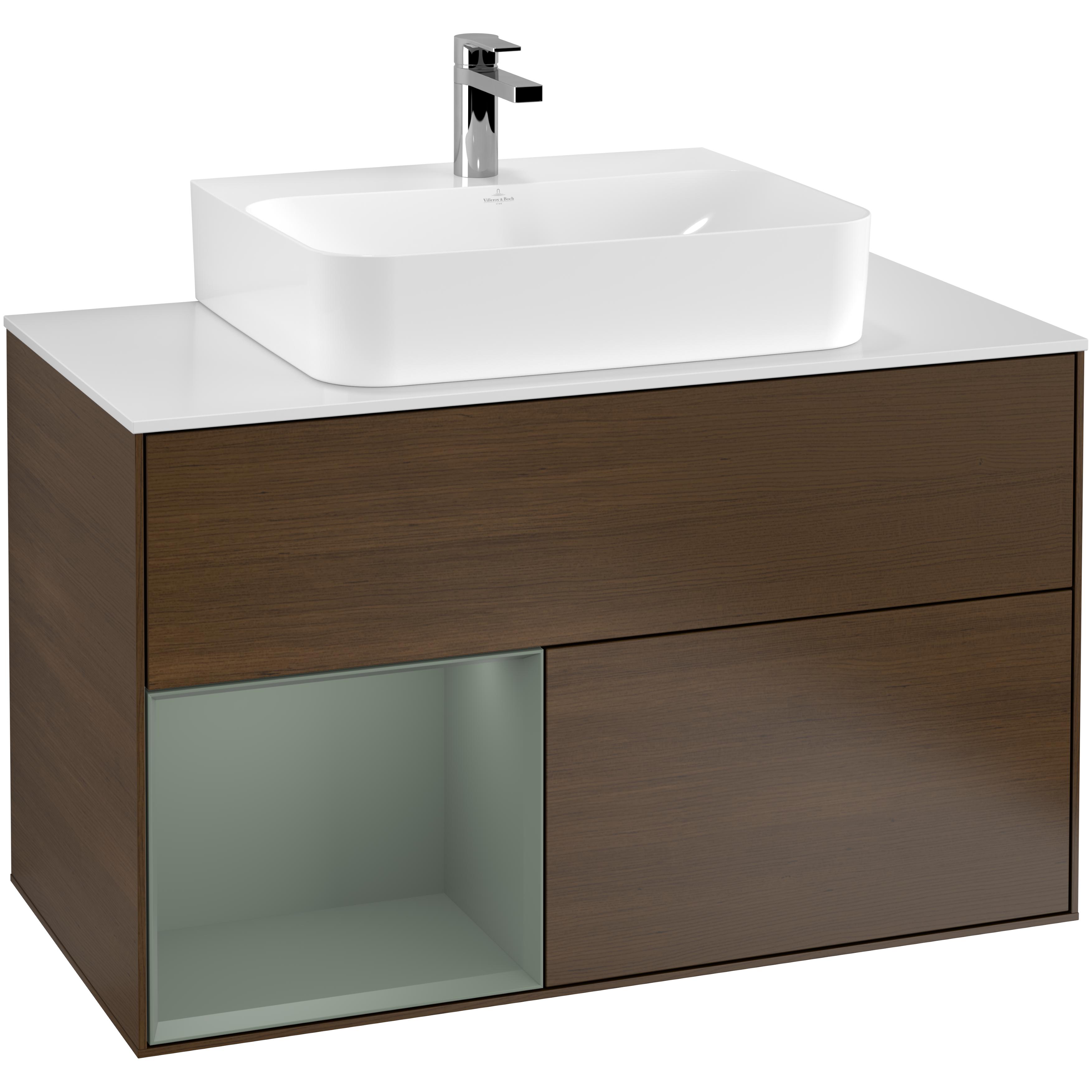 Tvättställsskåp Villeroy & Boch Finion med 2 Lådor Hylla och Bänkskiva för Centrerat Tvättställ | badrum - badrumsmobler - tvattstallsskap-och-kommod | KakelKungen