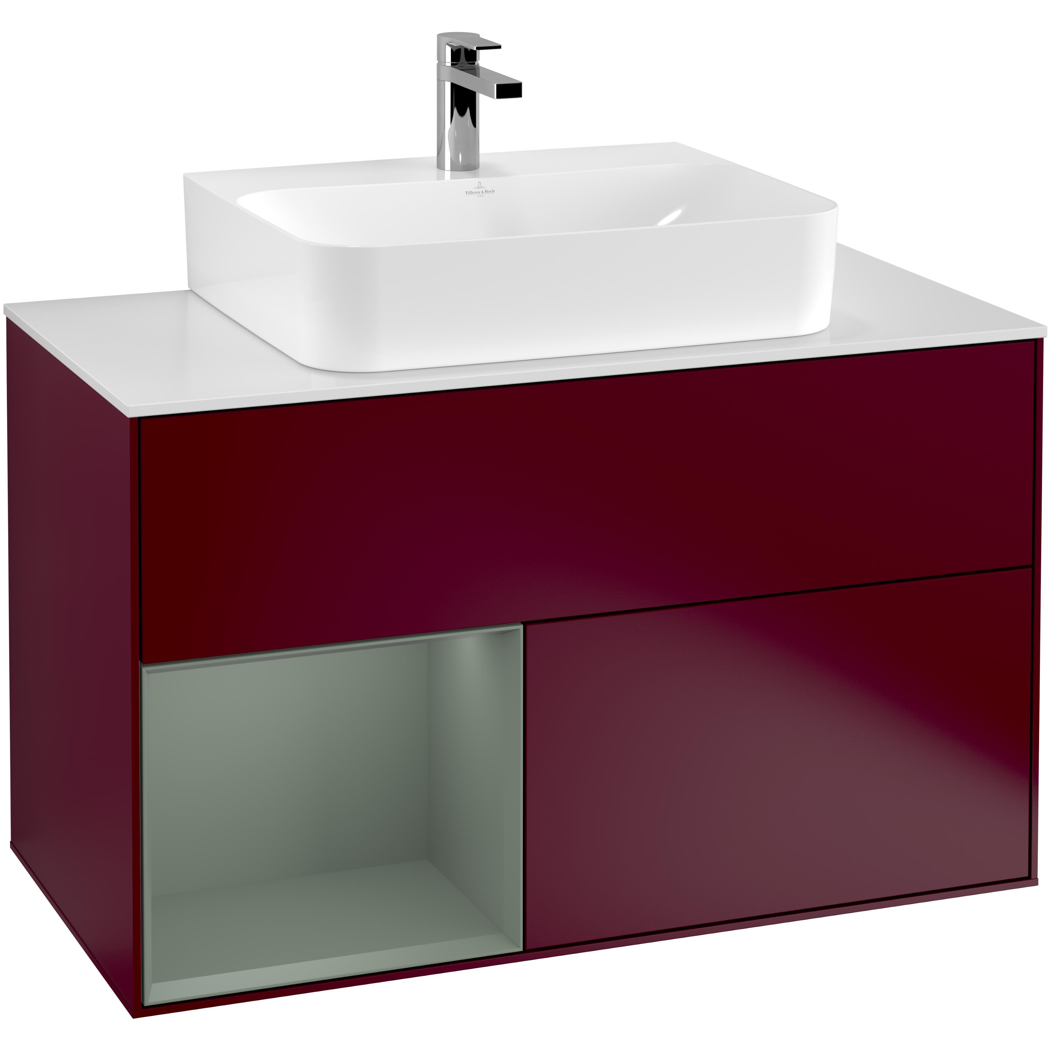 Tvättställsskåp Villeroy & Boch Finion med 2 Lådor Hylla och Bänkskiva för Centrerat Tvättställ | badrum - badrumsmobler - tvattstallsskap-och-kommod | KakelKungen