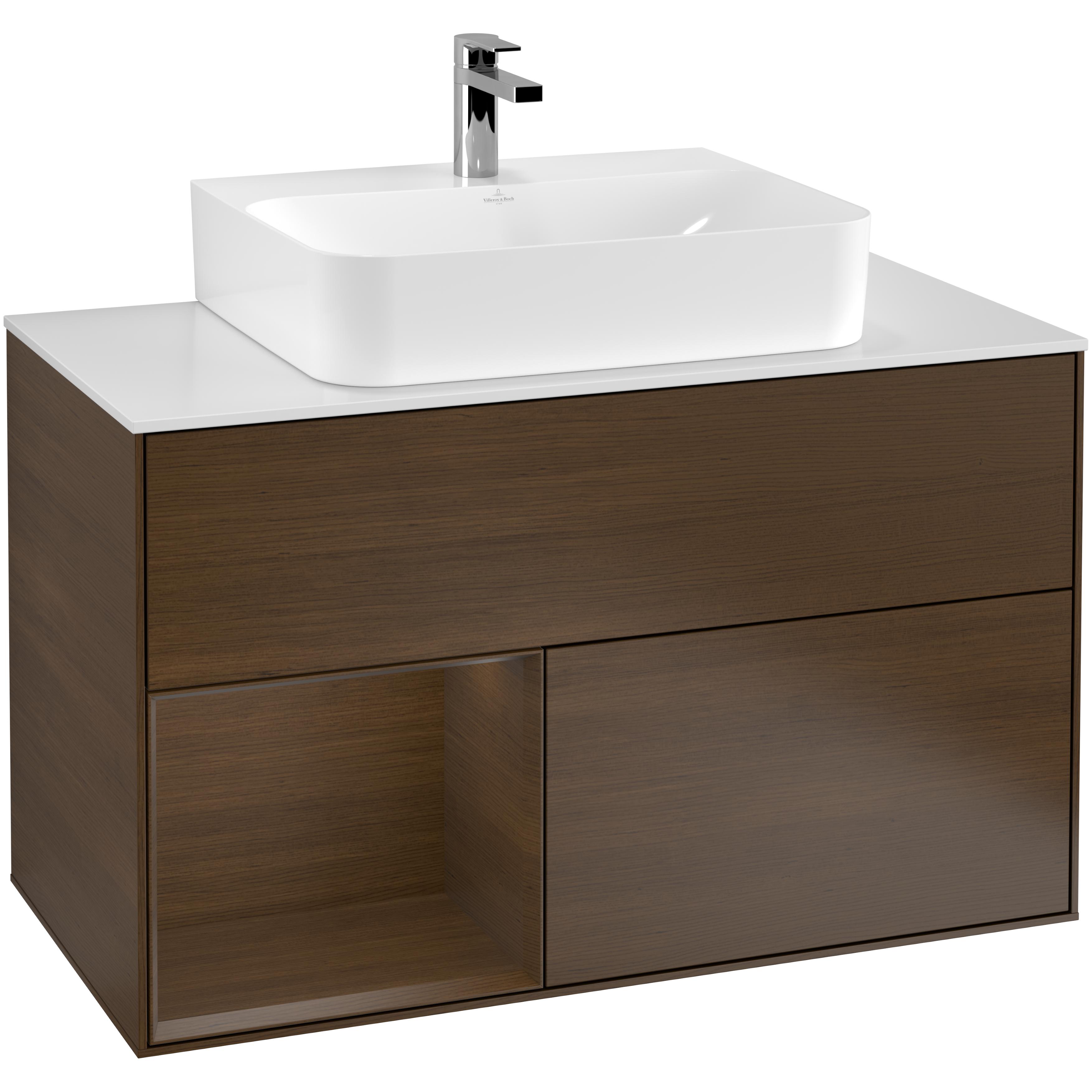 Tvättställsskåp Villeroy & Boch Finion med 2 Lådor Hylla och Bänkskiva för Centrerat Tvättställ | badrum - badrumsmobler - tvattstallsskap-och-kommod | KakelKungen