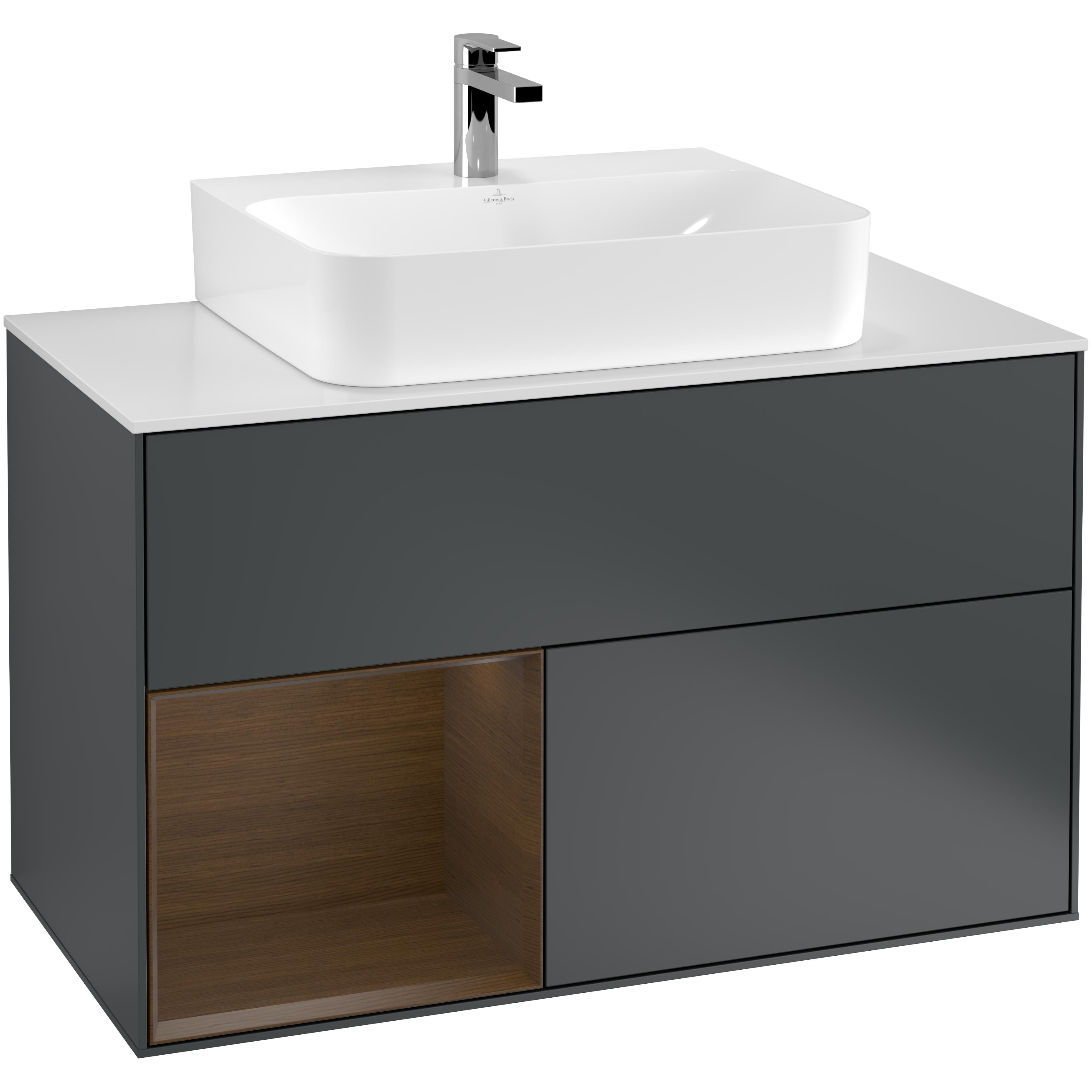 Tvättställsskåp Villeroy & Boch Finion med 2 Lådor Hylla och Bänkskiva för Centrerat Tvättställ | badrum - badrumsmobler - tvattstallsskap-och-kommod | KakelKungen