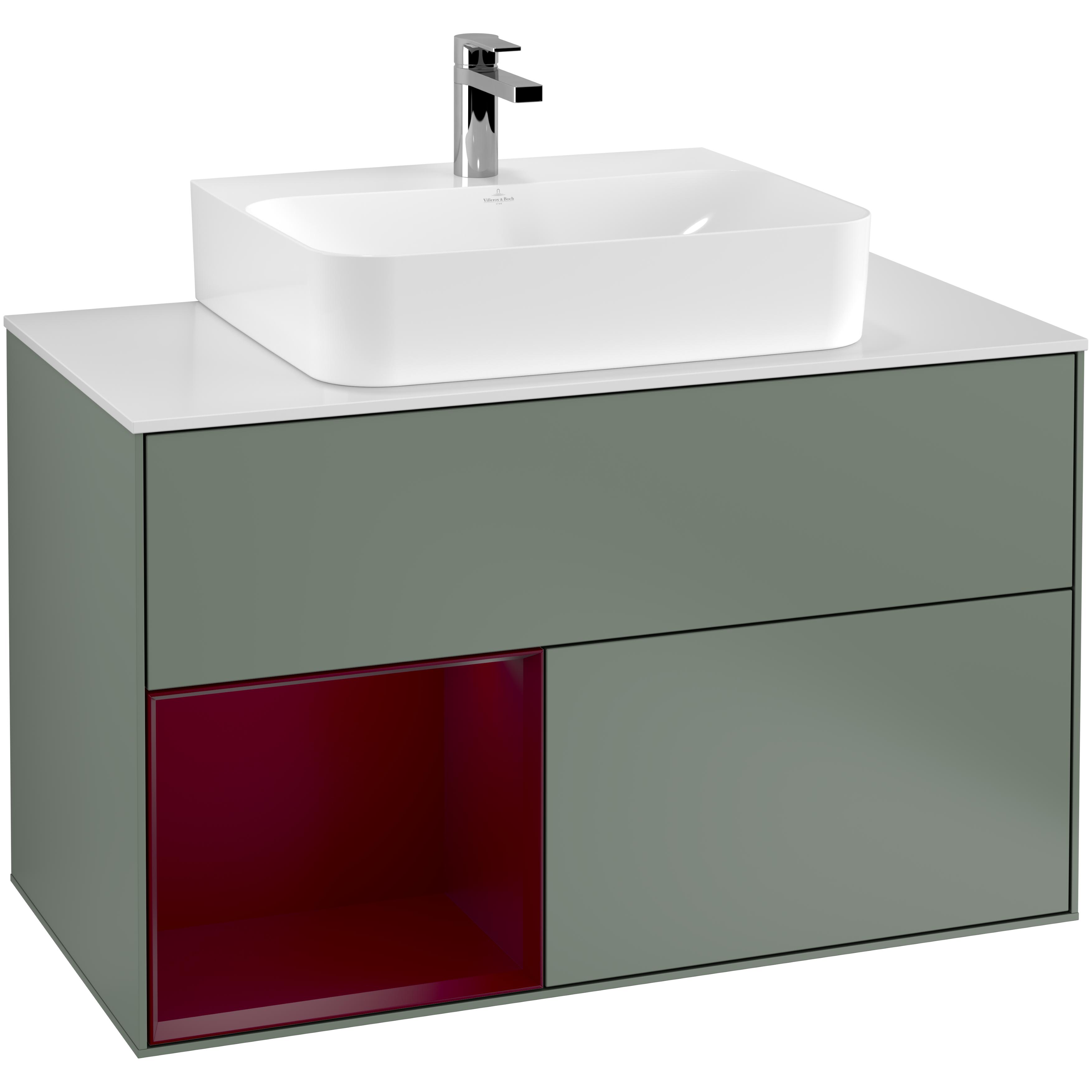 Tvättställsskåp Villeroy & Boch Finion med 2 Lådor Hylla och Bänkskiva för Centrerat Tvättställ | badrum - badrumsmobler - tvattstallsskap-och-kommod | KakelKungen