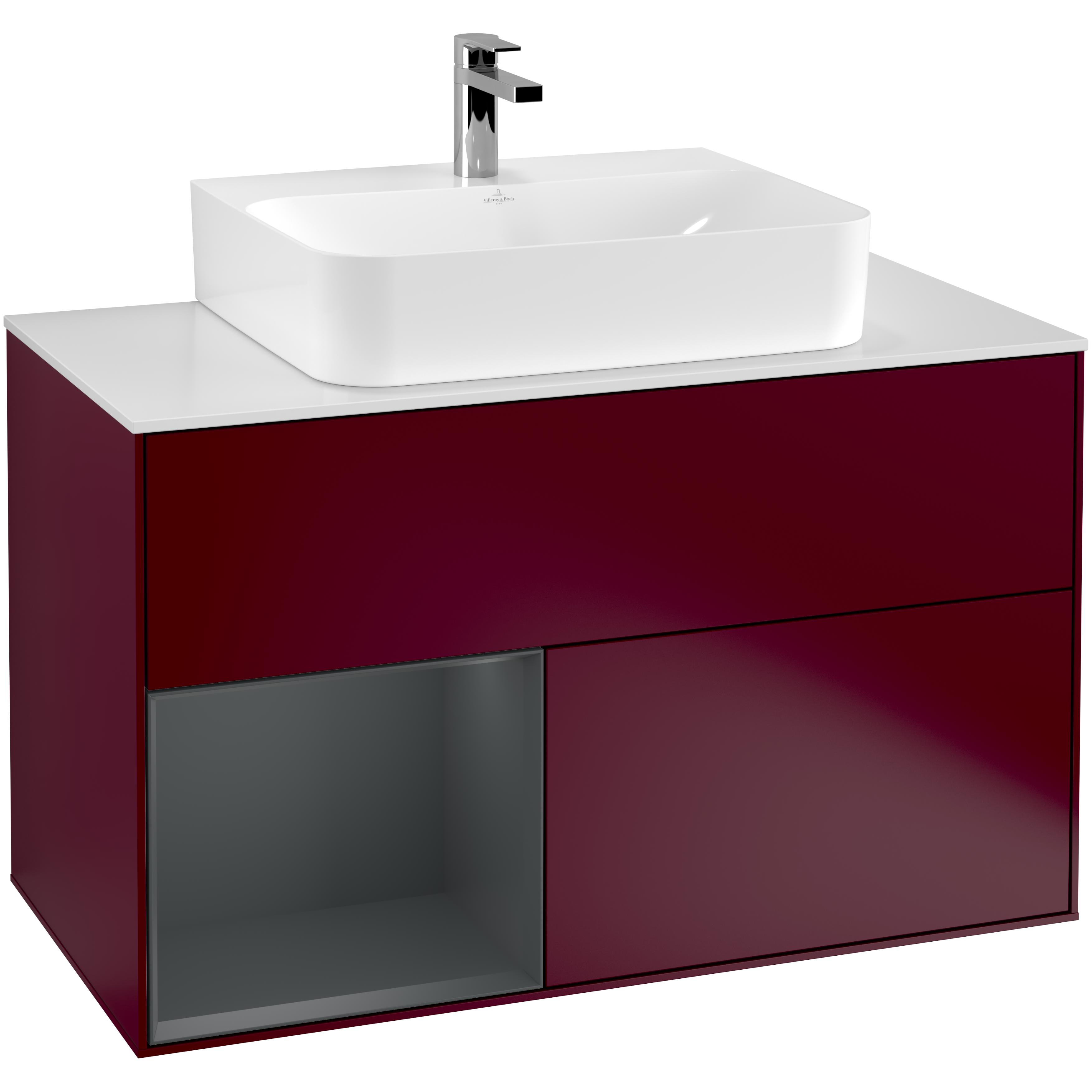 Tvättställsskåp Villeroy & Boch Finion med 2 Lådor Hylla och Bänkskiva för Centrerat Tvättställ | badrum - badrumsmobler - tvattstallsskap-och-kommod | KakelKungen