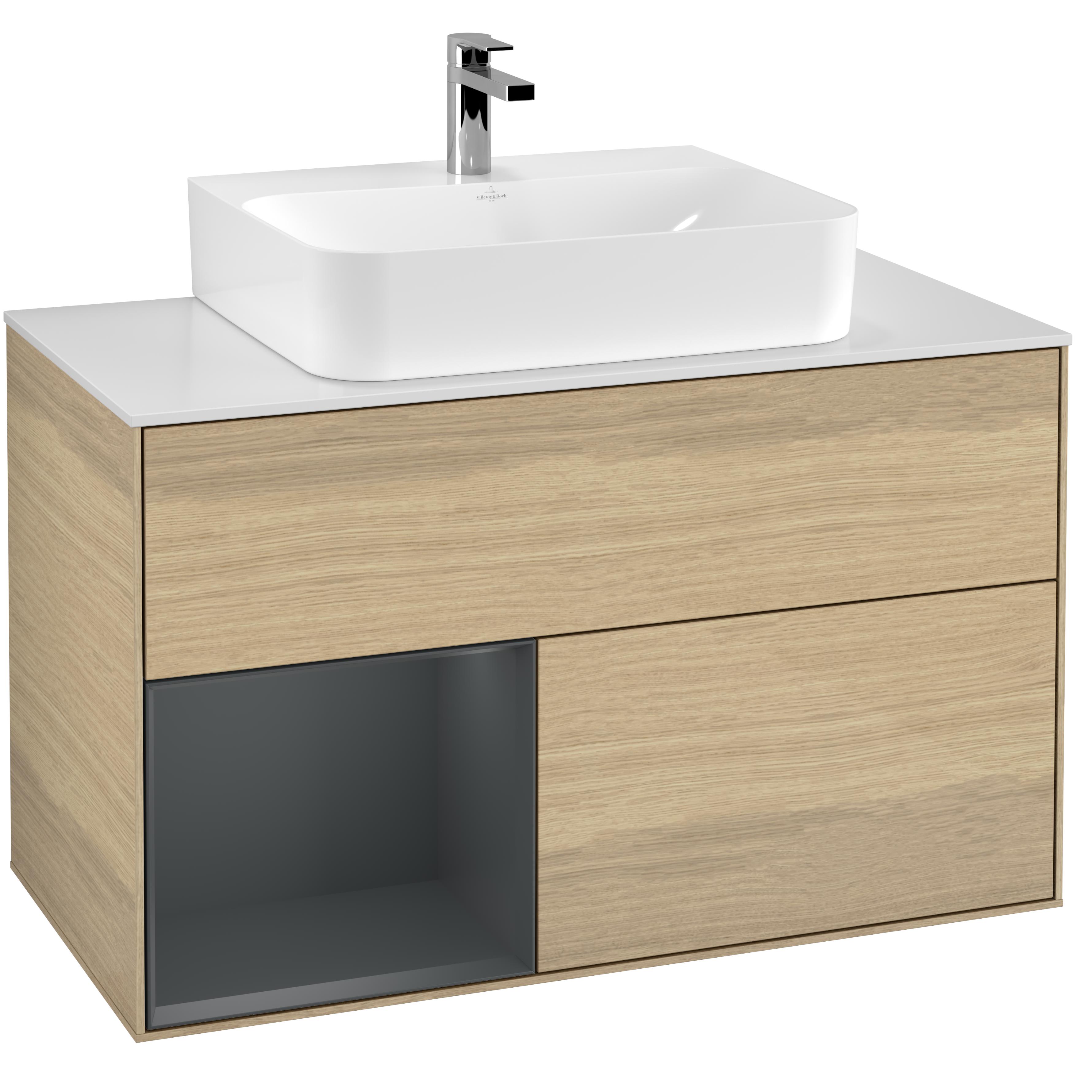 Tvättställsskåp Villeroy & Boch Finion med 2 Lådor Hylla och Bänkskiva för Centrerat Tvättställ | badrum - badrumsmobler - tvattstallsskap-och-kommod | KakelKungen