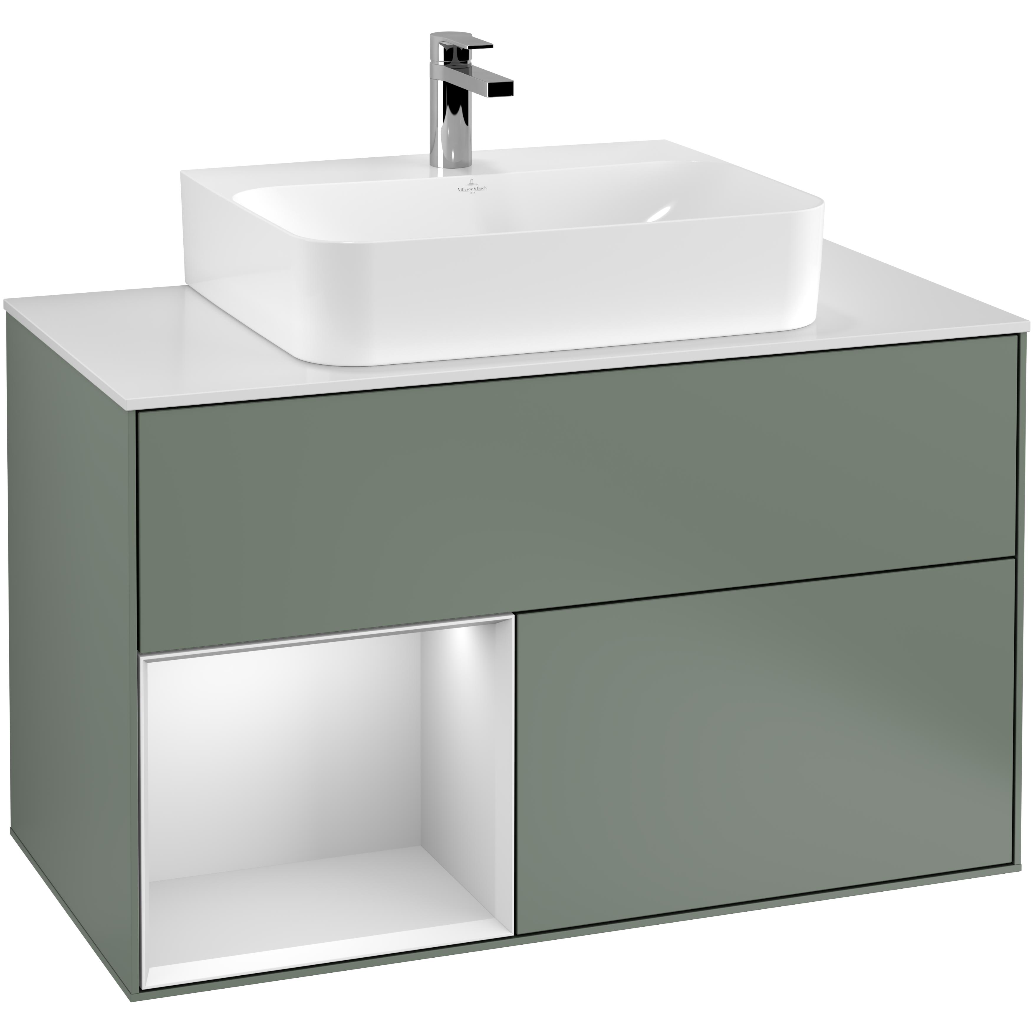 Tvättställsskåp Villeroy & Boch Finion med 2 Lådor Hylla och Bänkskiva för Centrerat Tvättställ | badrum - badrumsmobler - tvattstallsskap-och-kommod | KakelKungen