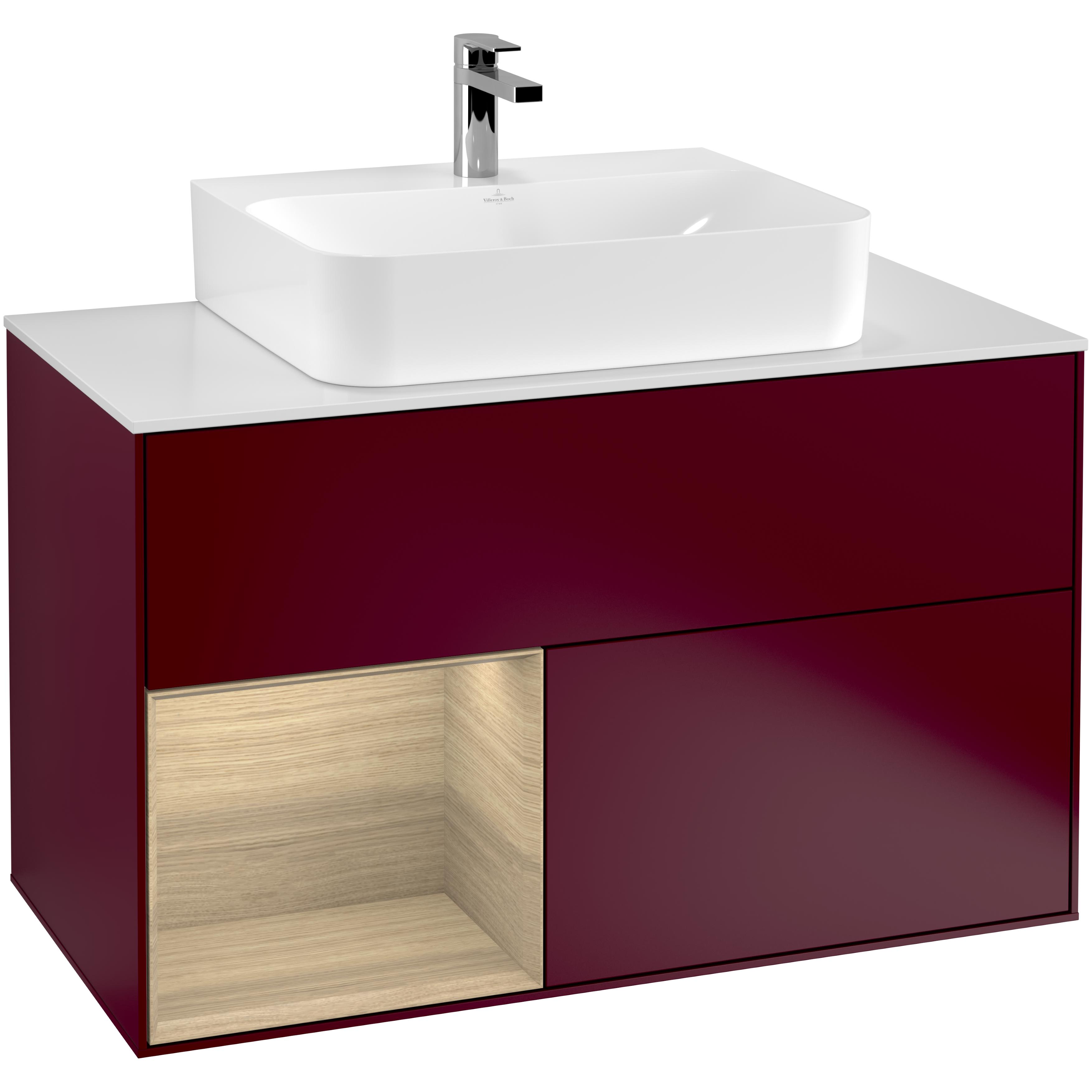 Tvättställsskåp Villeroy & Boch Finion med 2 Lådor Hylla och Bänkskiva för Centrerat Tvättställ | badrum - badrumsmobler - tvattstallsskap-och-kommod | KakelKungen