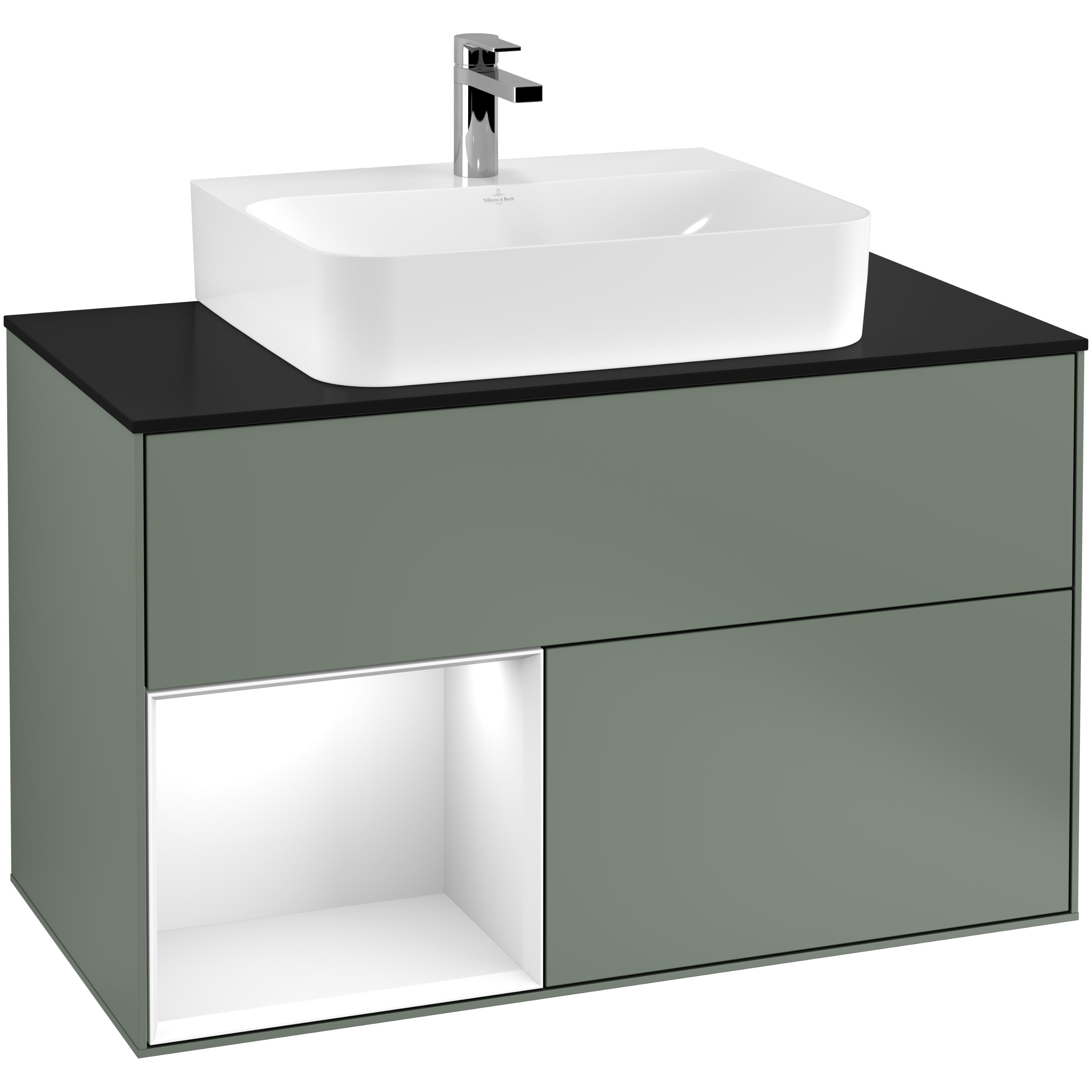 Tvättställsskåp Villeroy & Boch Finion med 2 Lådor Hylla och Bänkskiva för Centrerat Tvättställ | badrum - badrumsmobler - tvattstallsskap-och-kommod | KakelKungen