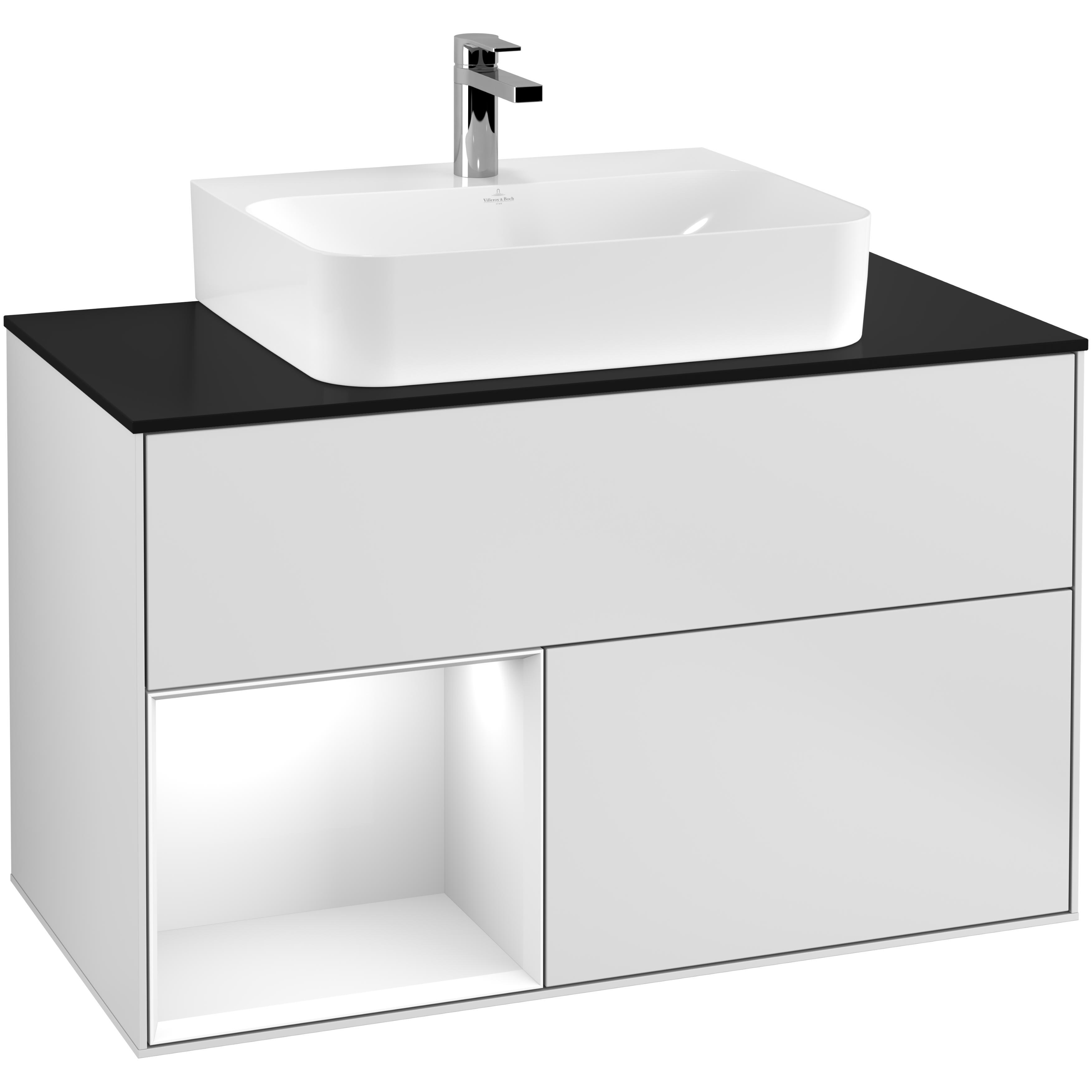 Tvättställsskåp Villeroy & Boch Finion med 2 Lådor Hylla och Bänkskiva för Centrerat Tvättställ | badrum - badrumsmobler - tvattstallsskap-och-kommod | KakelKungen