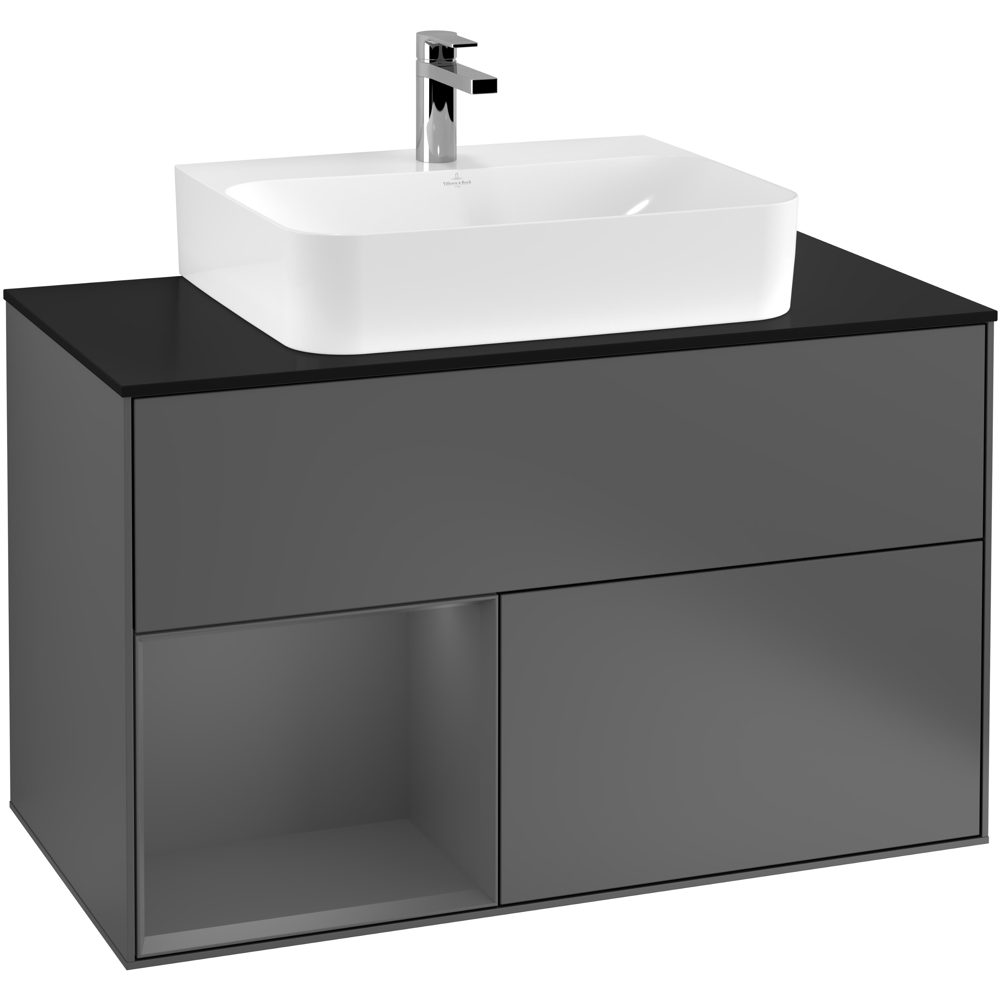 Tvättställsskåp Villeroy & Boch Finion med 2 Lådor Hylla och Bänkskiva för Centrerat Tvättställ | badrum - badrumsmobler - tvattstallsskap-och-kommod | KakelKungen