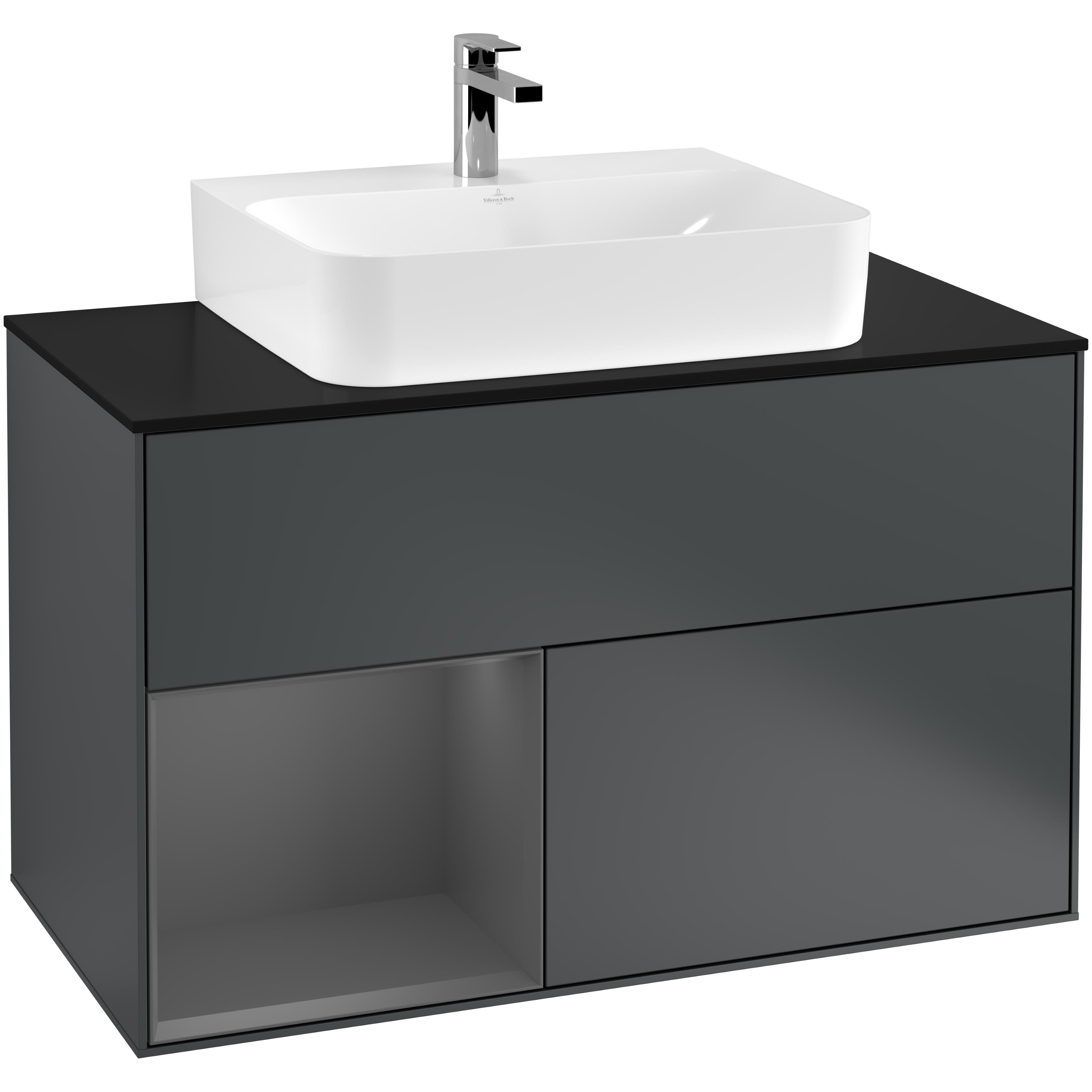 Tvättställsskåp Villeroy & Boch Finion med 2 Lådor Hylla och Bänkskiva för Centrerat Tvättställ | badrum - badrumsmobler - tvattstallsskap-och-kommod | KakelKungen