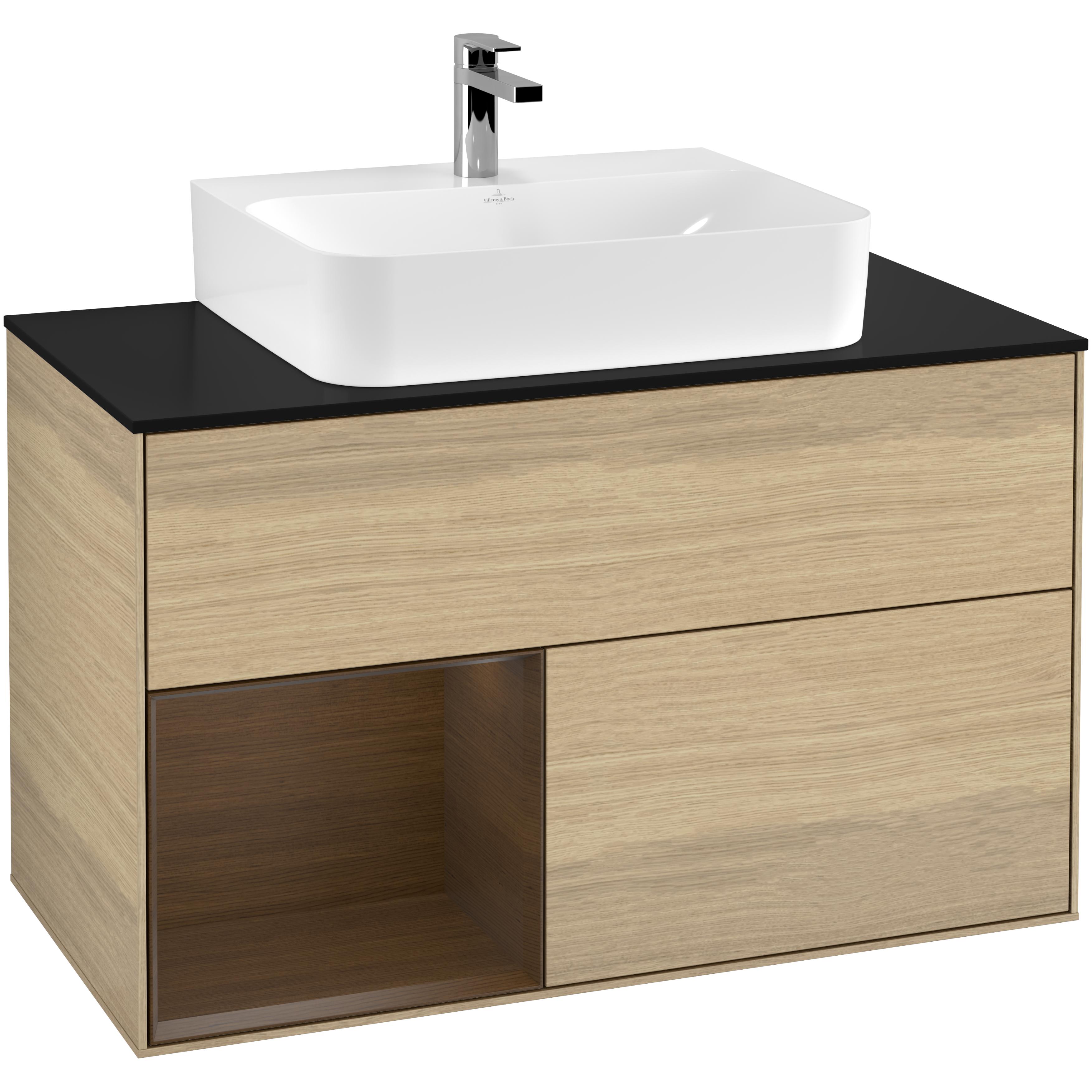 Tvättställsskåp Villeroy & Boch Finion med 2 Lådor Hylla och Bänkskiva för Centrerat Tvättställ | badrum - badrumsmobler - tvattstallsskap-och-kommod | KakelKungen