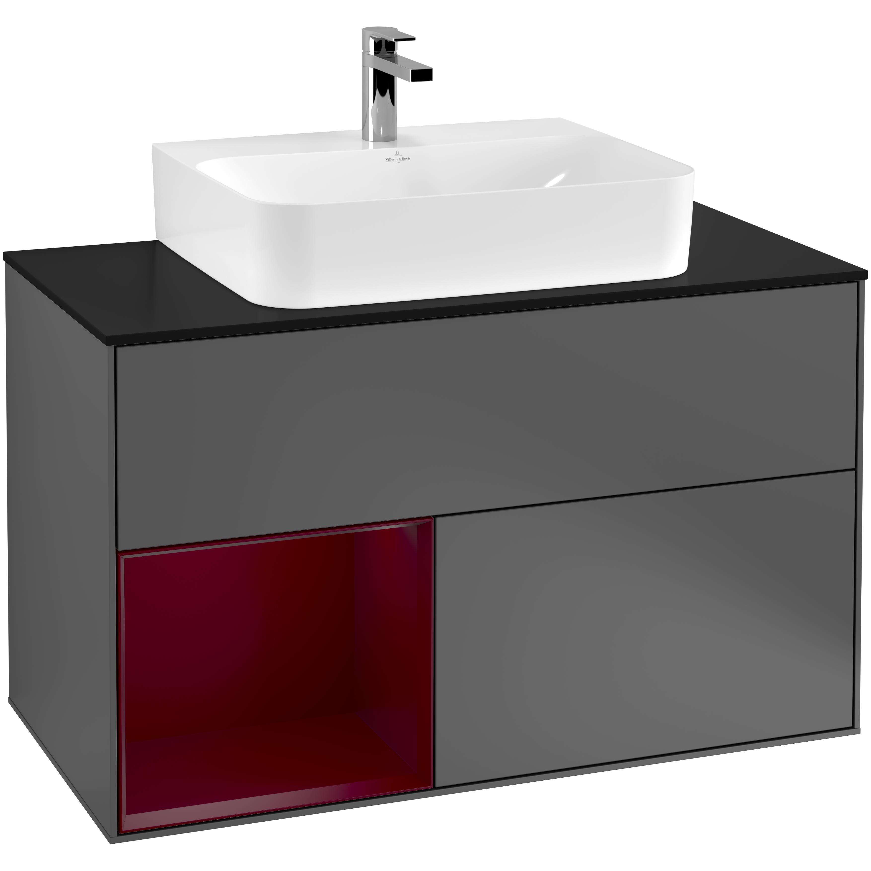 Tvättställsskåp Villeroy & Boch Finion med 2 Lådor Hylla och Bänkskiva för Centrerat Tvättställ | badrum - badrumsmobler - tvattstallsskap-och-kommod | KakelKungen