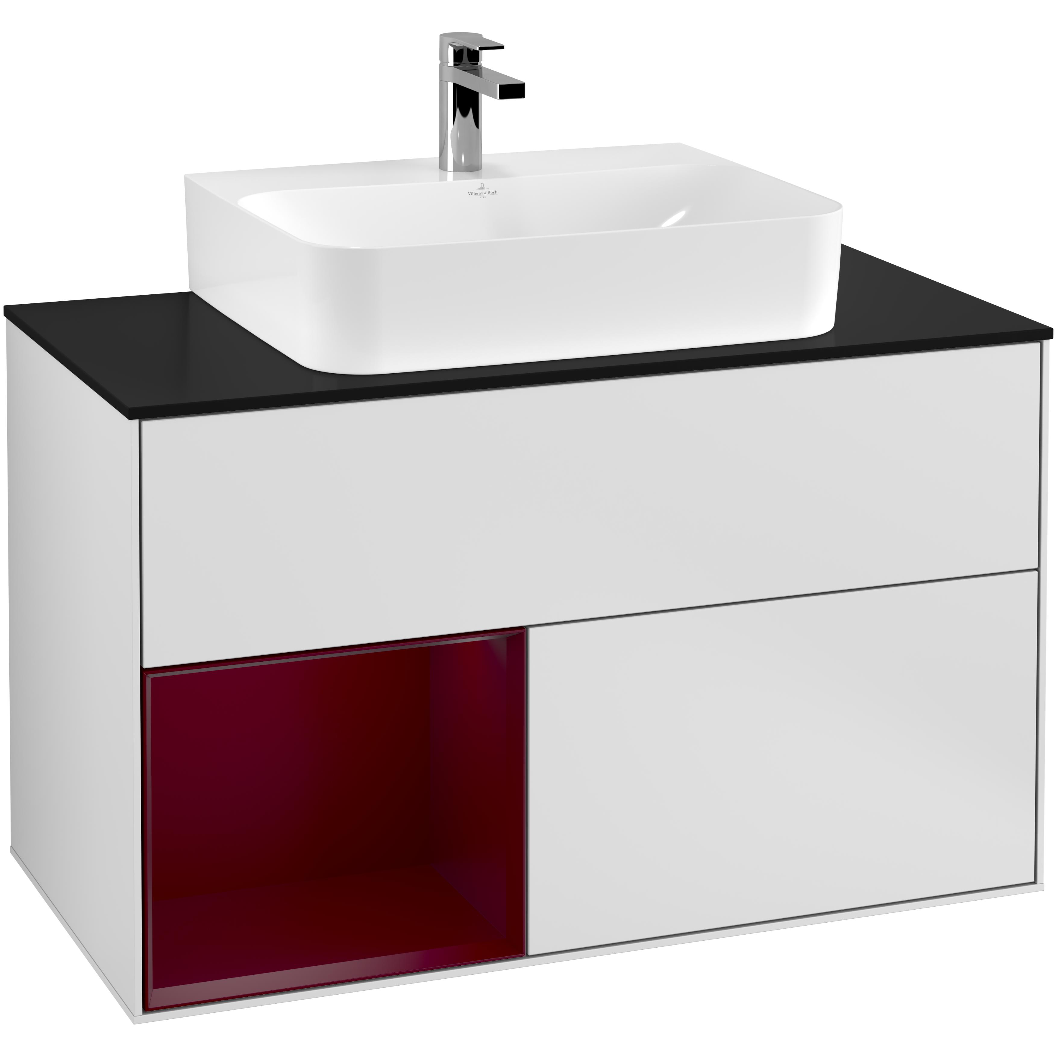 Tvättställsskåp Villeroy & Boch Finion med 2 Lådor Hylla och Bänkskiva för Centrerat Tvättställ | badrum - badrumsmobler - tvattstallsskap-och-kommod | KakelKungen