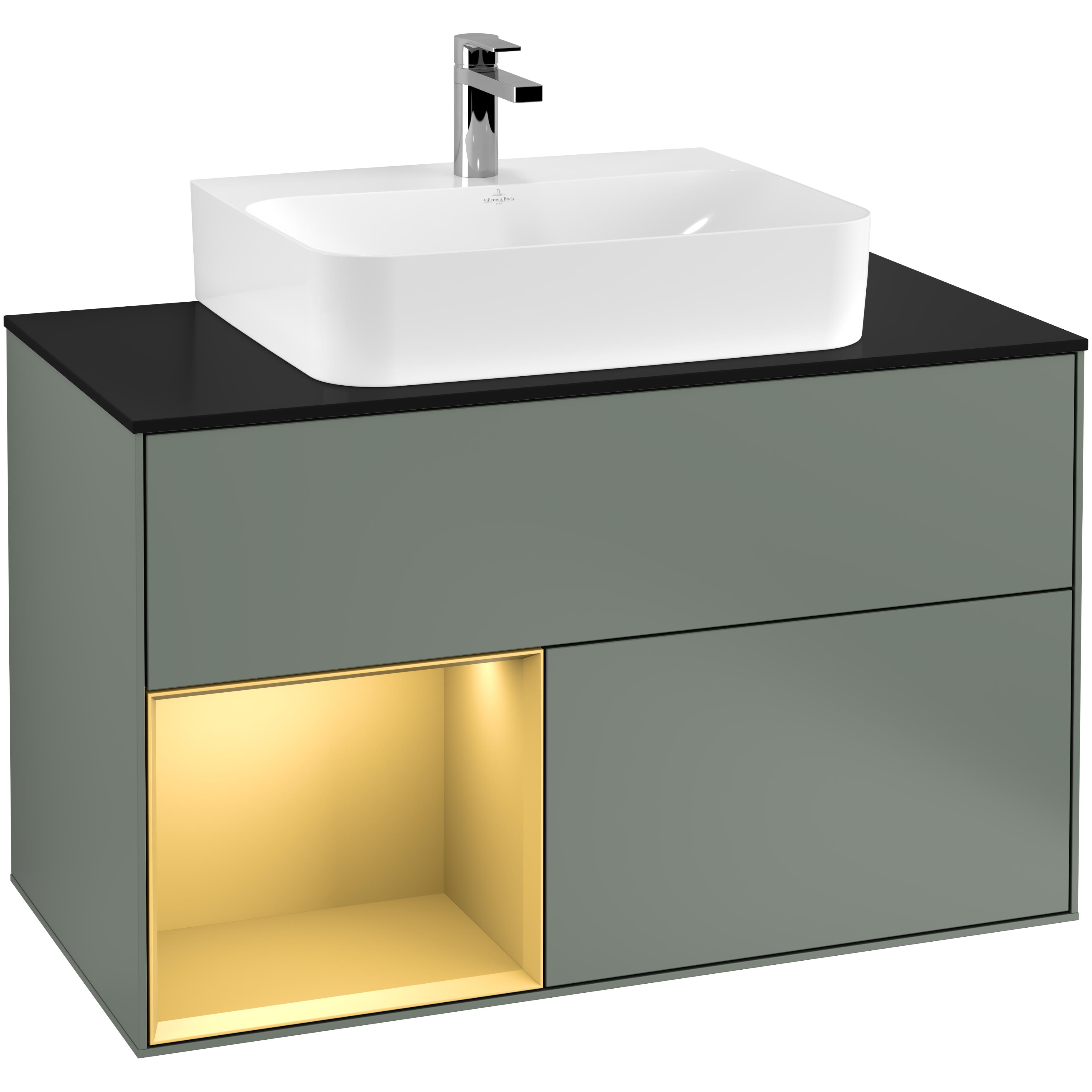 Tvättställsskåp Villeroy & Boch Finion med 2 Lådor Hylla och Bänkskiva för Centrerat Tvättställ | badrum - badrumsmobler - tvattstallsskap-och-kommod | KakelKungen