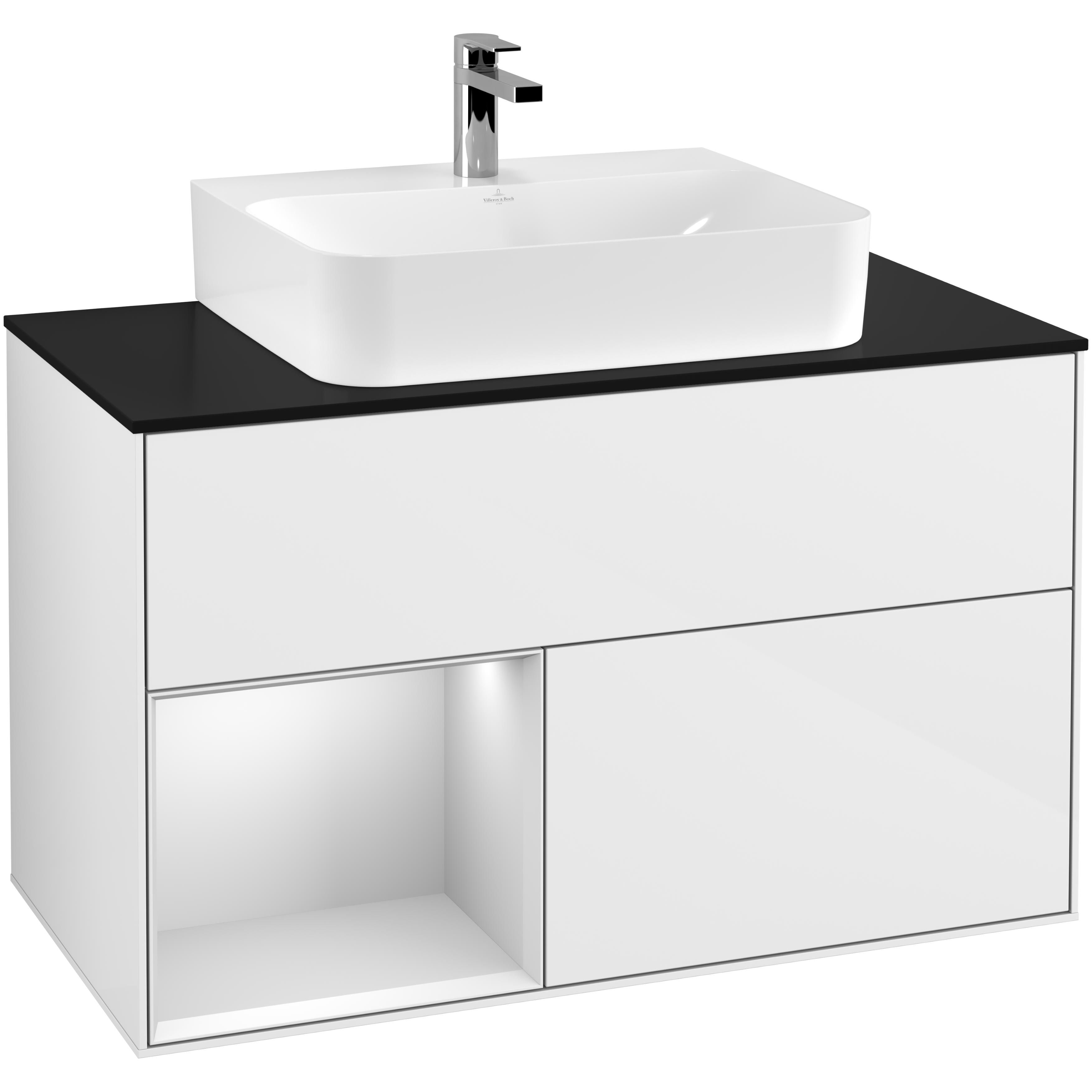 Tvättställsskåp Villeroy & Boch Finion med 2 Lådor Hylla och Bänkskiva för Centrerat Tvättställ | badrum - badrumsmobler - tvattstallsskap-och-kommod | KakelKungen