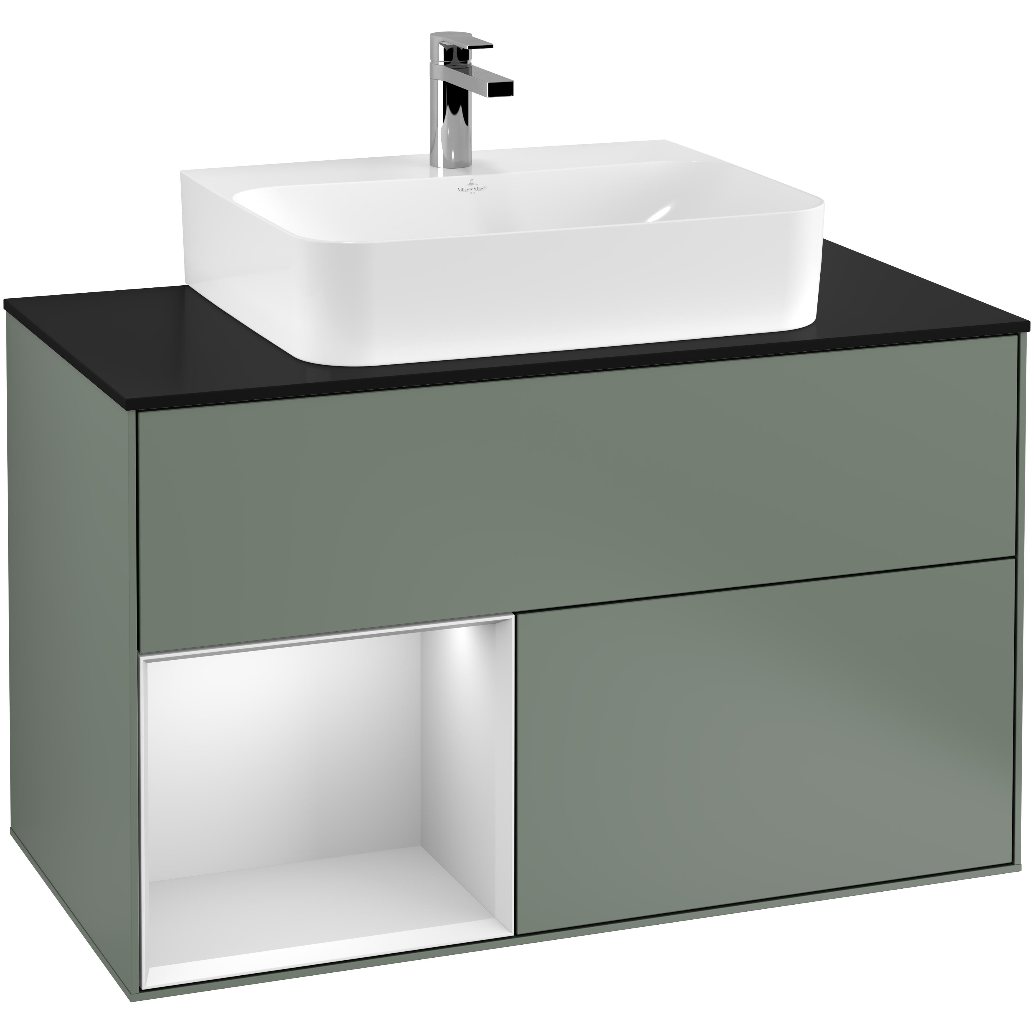 Tvättställsskåp Villeroy & Boch Finion med 2 Lådor Hylla och Bänkskiva för Centrerat Tvättställ | badrum - badrumsmobler - tvattstallsskap-och-kommod | KakelKungen