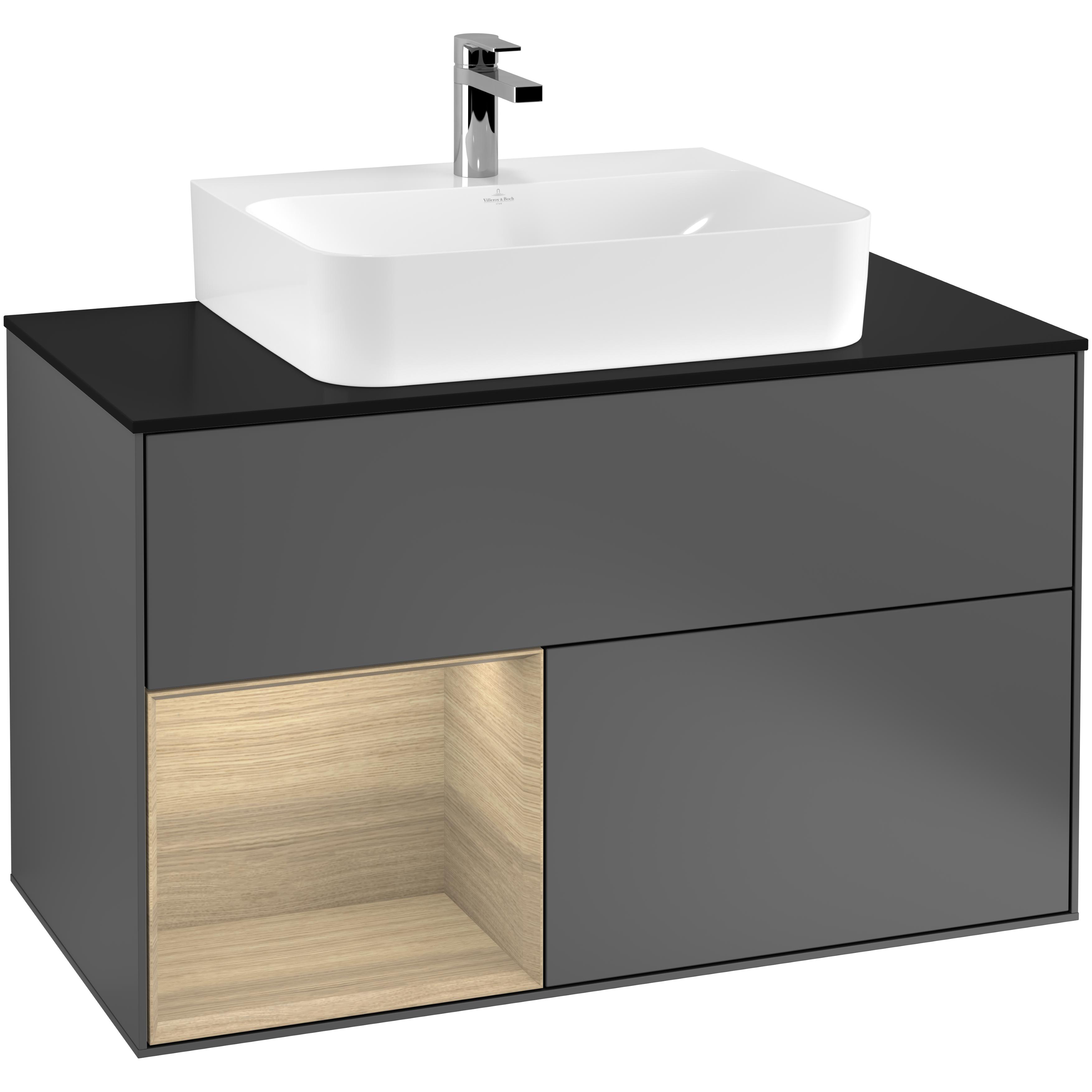 Tvättställsskåp Villeroy & Boch Finion med 2 Lådor Hylla och Bänkskiva för Centrerat Tvättställ | badrum - badrumsmobler - tvattstallsskap-och-kommod | KakelKungen