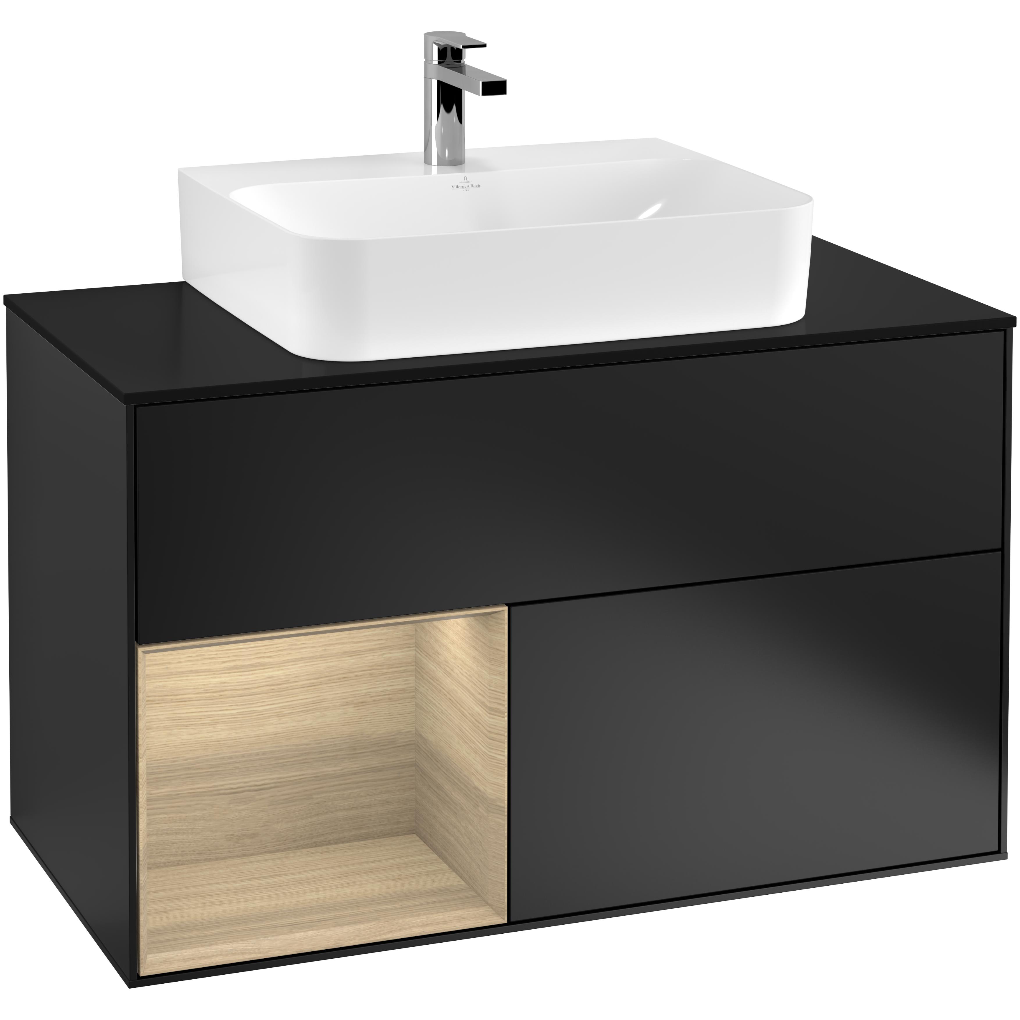 Tvättställsskåp Villeroy & Boch Finion med 2 Lådor Hylla och Bänkskiva för Centrerat Tvättställ | badrum - badrumsmobler - tvattstallsskap-och-kommod | KakelKungen