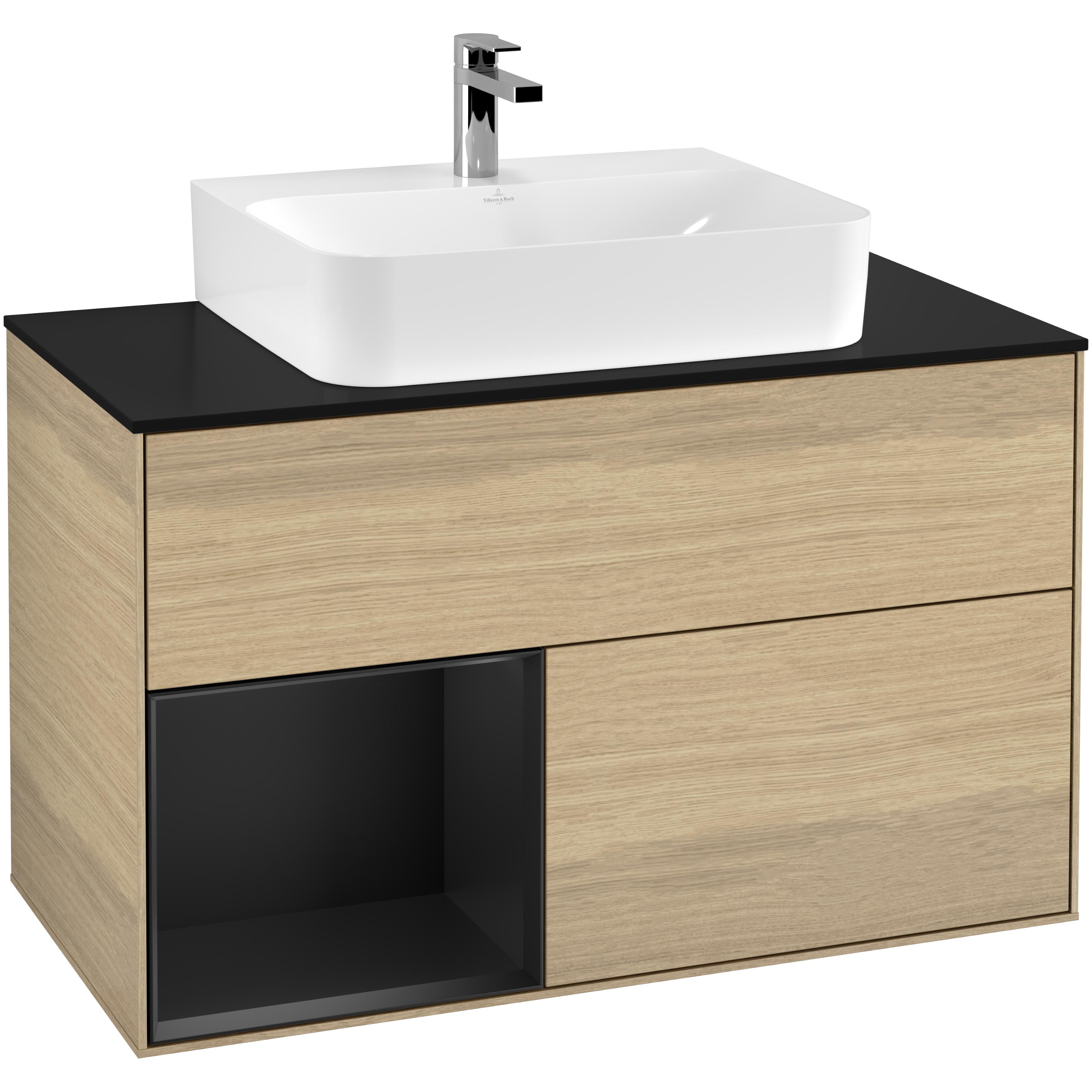 Tvättställsskåp Villeroy & Boch Finion med 2 Lådor Hylla och Bänkskiva för Centrerat Tvättställ | badrum - badrumsmobler - tvattstallsskap-och-kommod | KakelKungen