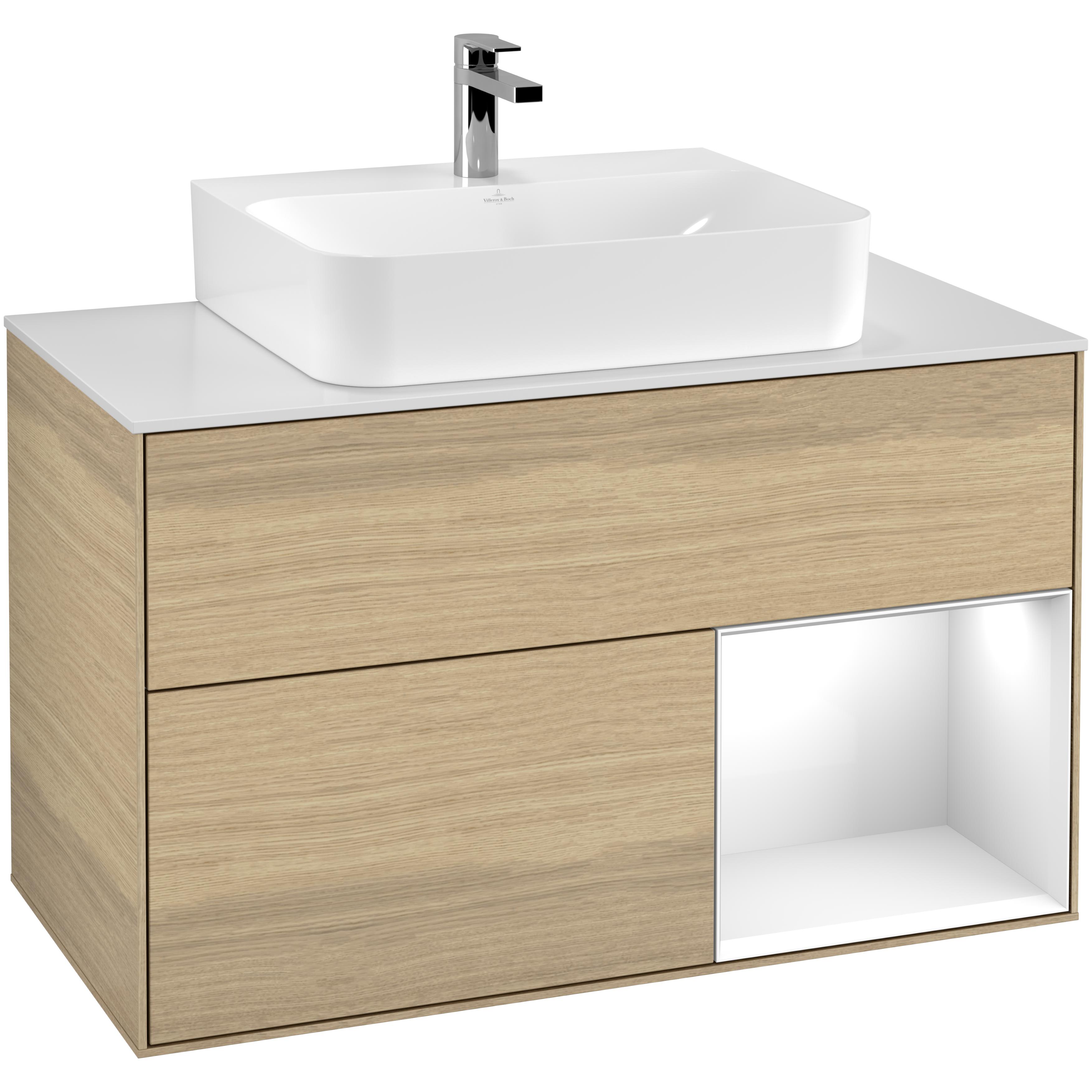 Tvättställsskåp Villeroy & Boch Finion med 2 Lådor Hylla och Bänkskiva för Centrerat Tvättställ | badrum - badrumsmobler - tvattstallsskap-och-kommod | KakelKungen